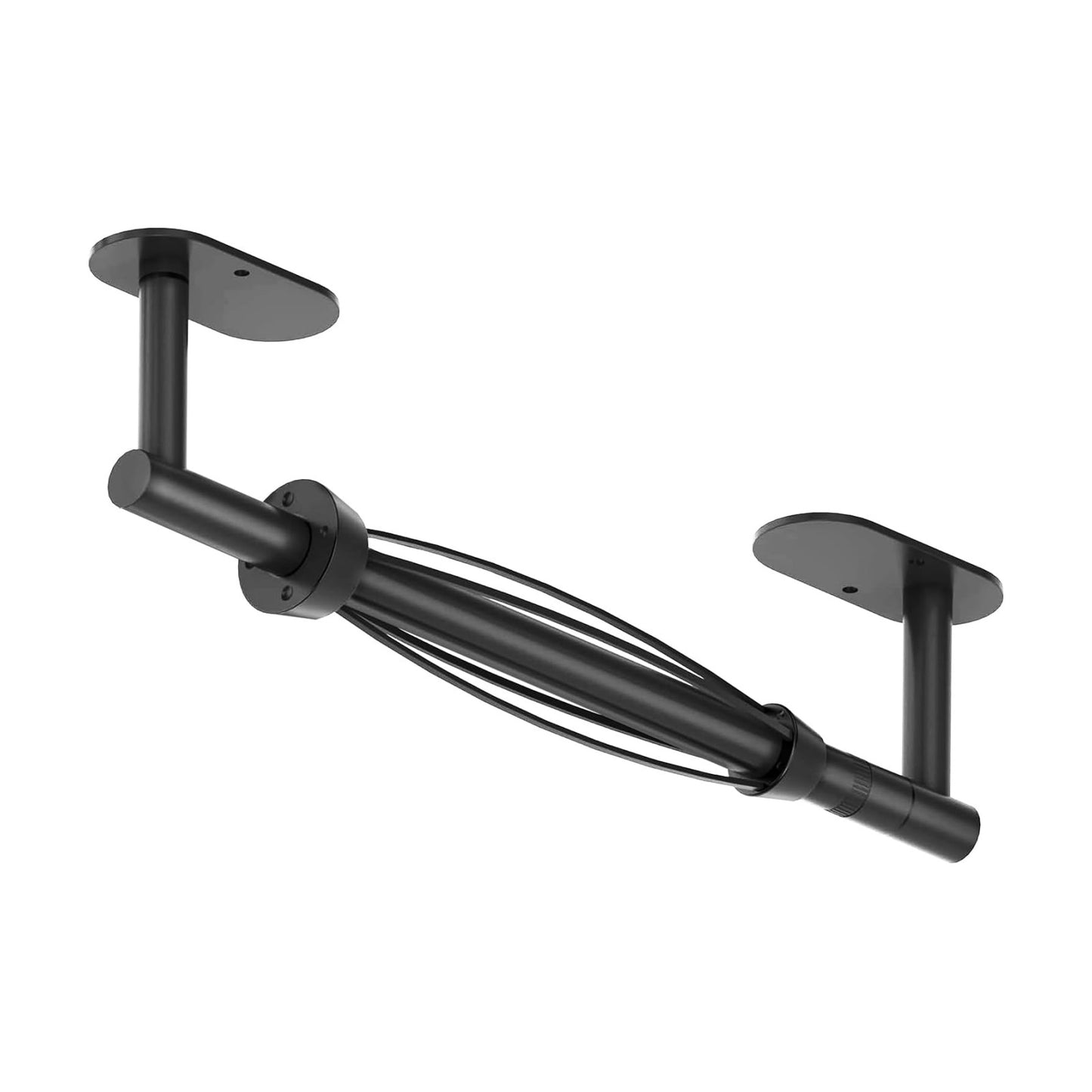 Paper Towel Holder Under Cabinet One Hand Operable, Matte Black | Round Base,Damping Effect, Drill Wall Mount or