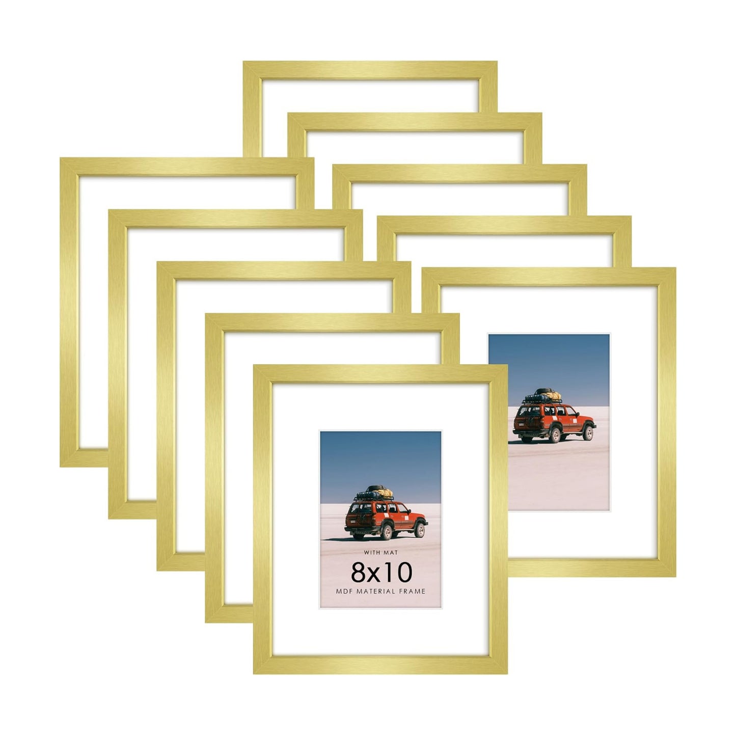 8x10 Picture Frame Sef of 10, Display Pictures 5x7 with Mat or 8 x 10 Without Mat, Photo Frame Collage for Wall Gallery