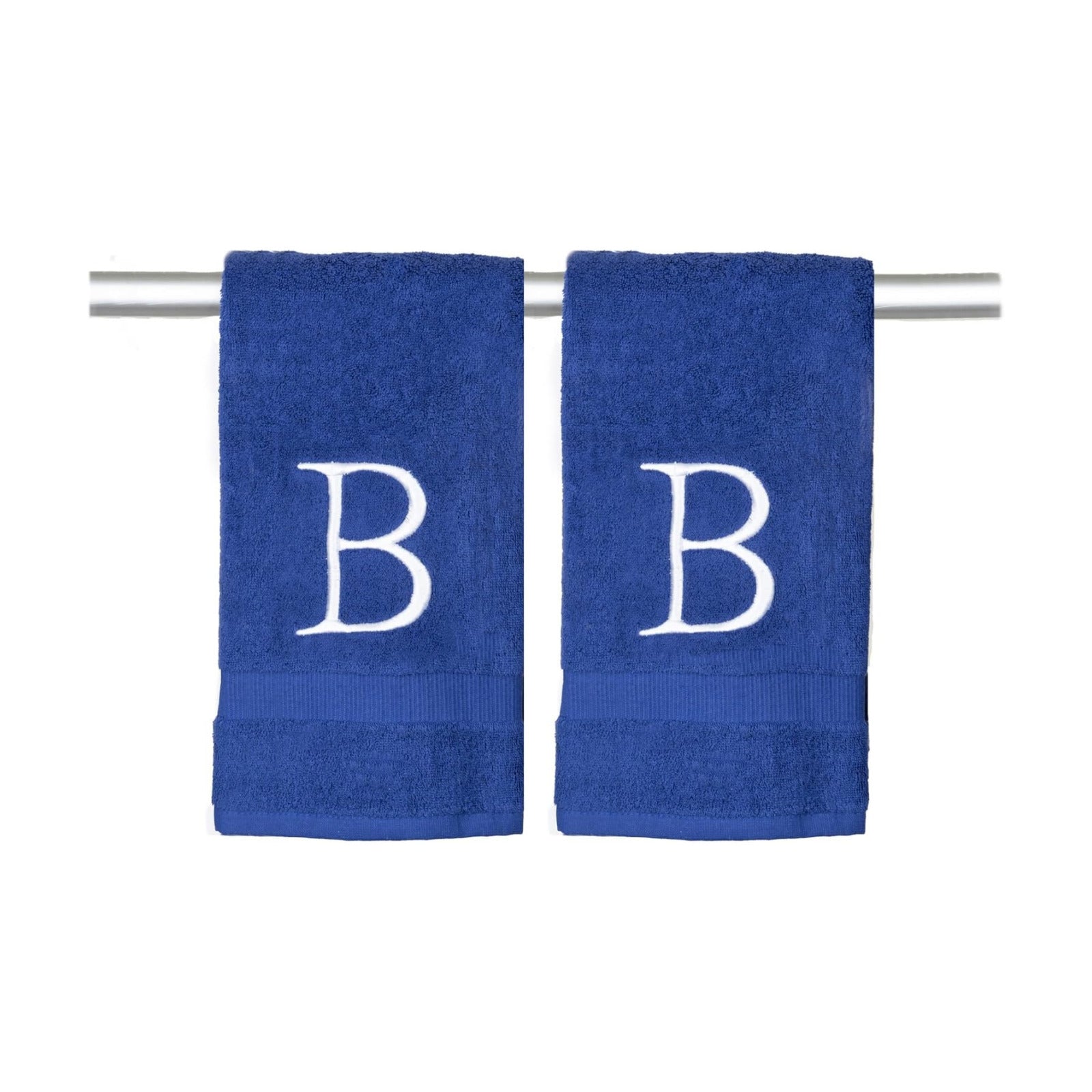 Navy with White Monogrammed Hand Towels for Bathroom - Set of 2 Letter B | Luxury Hotel Quality Initial Towels For
