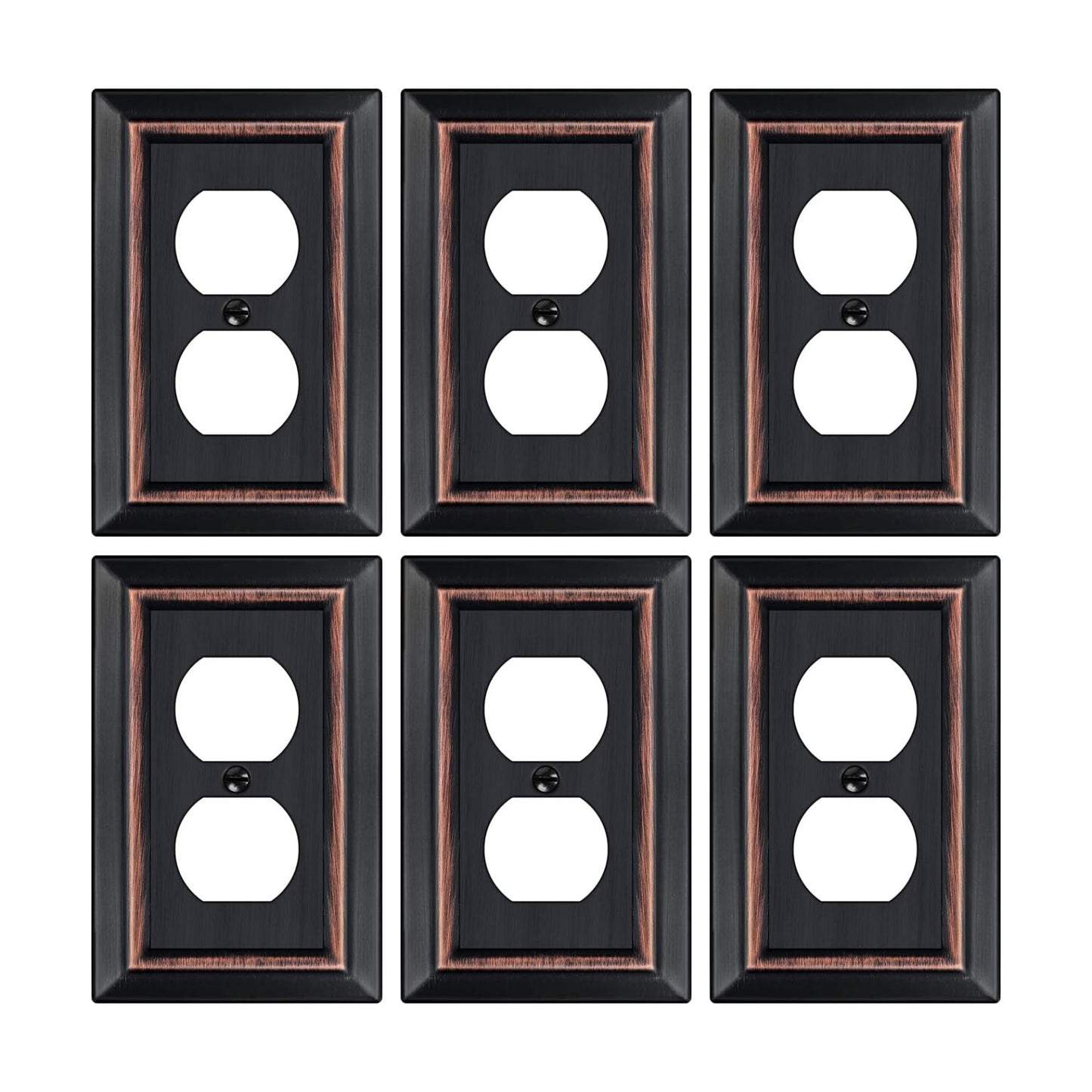 Metal Wall Plate for Electrical Outlets, Outlet Covers Wall Plate, 6 Pack | Decorative Aged Bronze Switch Plates Outlet