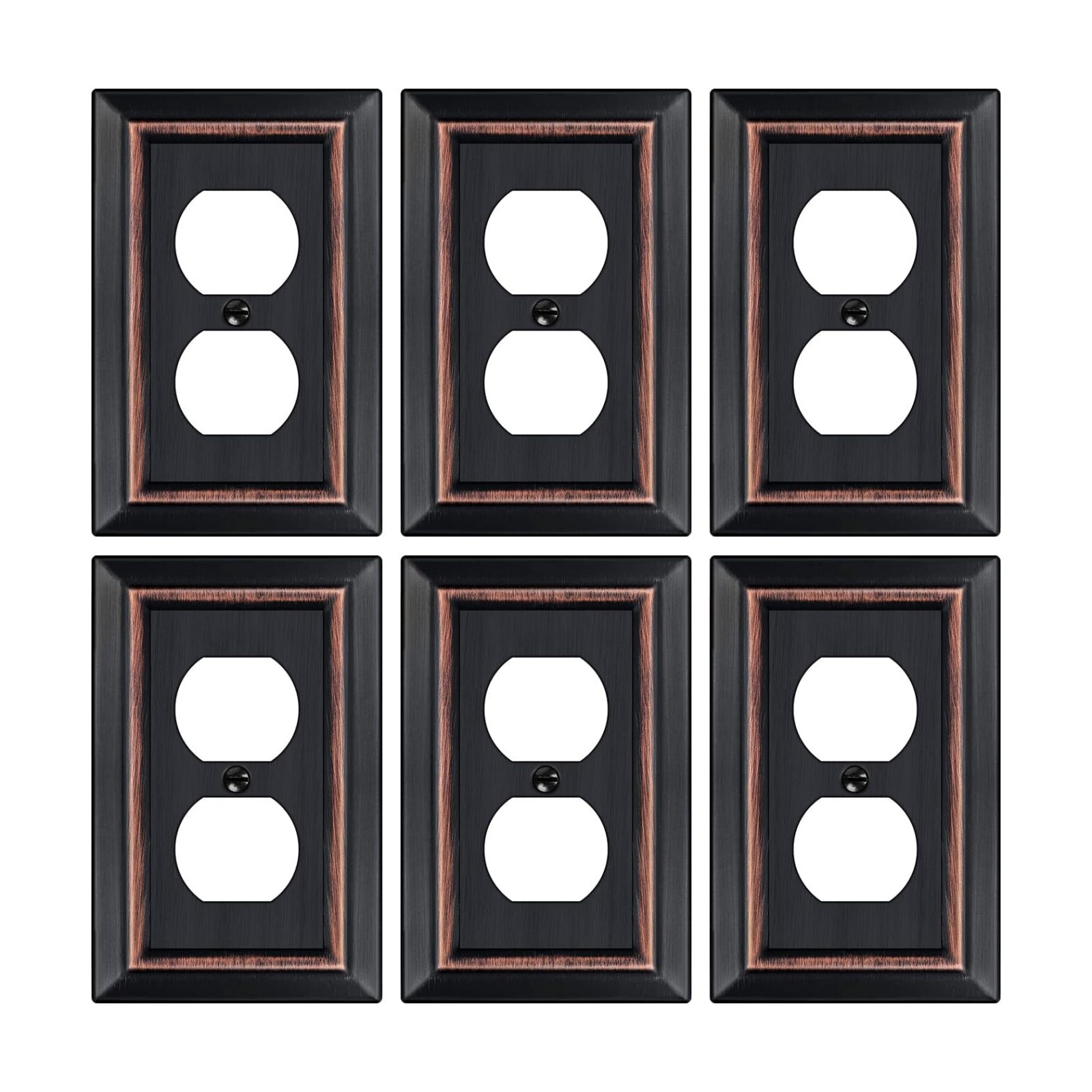Metal Wall Plate for Electrical Outlets, Outlet Covers Wall Plate, 6 Pack | Decorative Aged Bronze Switch Plates Outlet