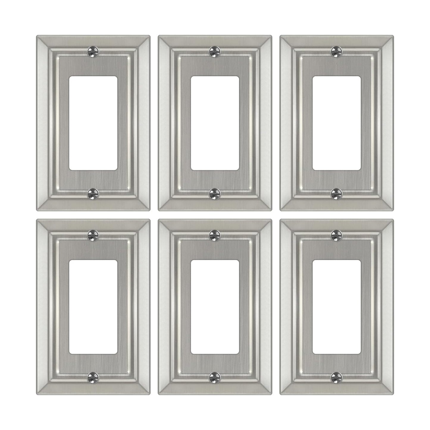 Metal Wall Plate for Electrical Outlets, Applicable to Single Decoretor | Decorative Brushed Nickel Switch Plates