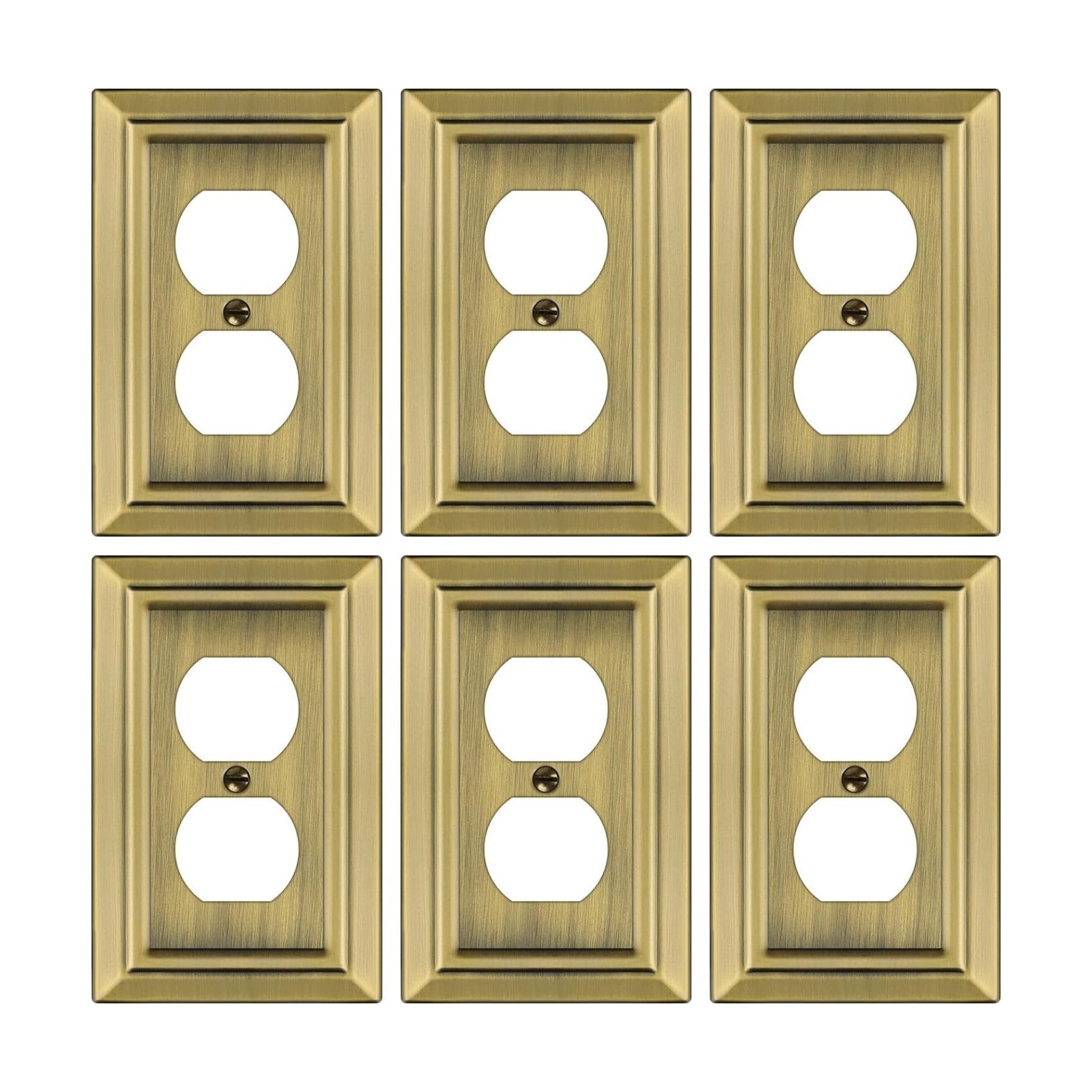 Metal Wall Plate for Electrical Outlets, Outlet Covers Wall Plate, 6 Pack | Decorative Antique Brass Switch Plates