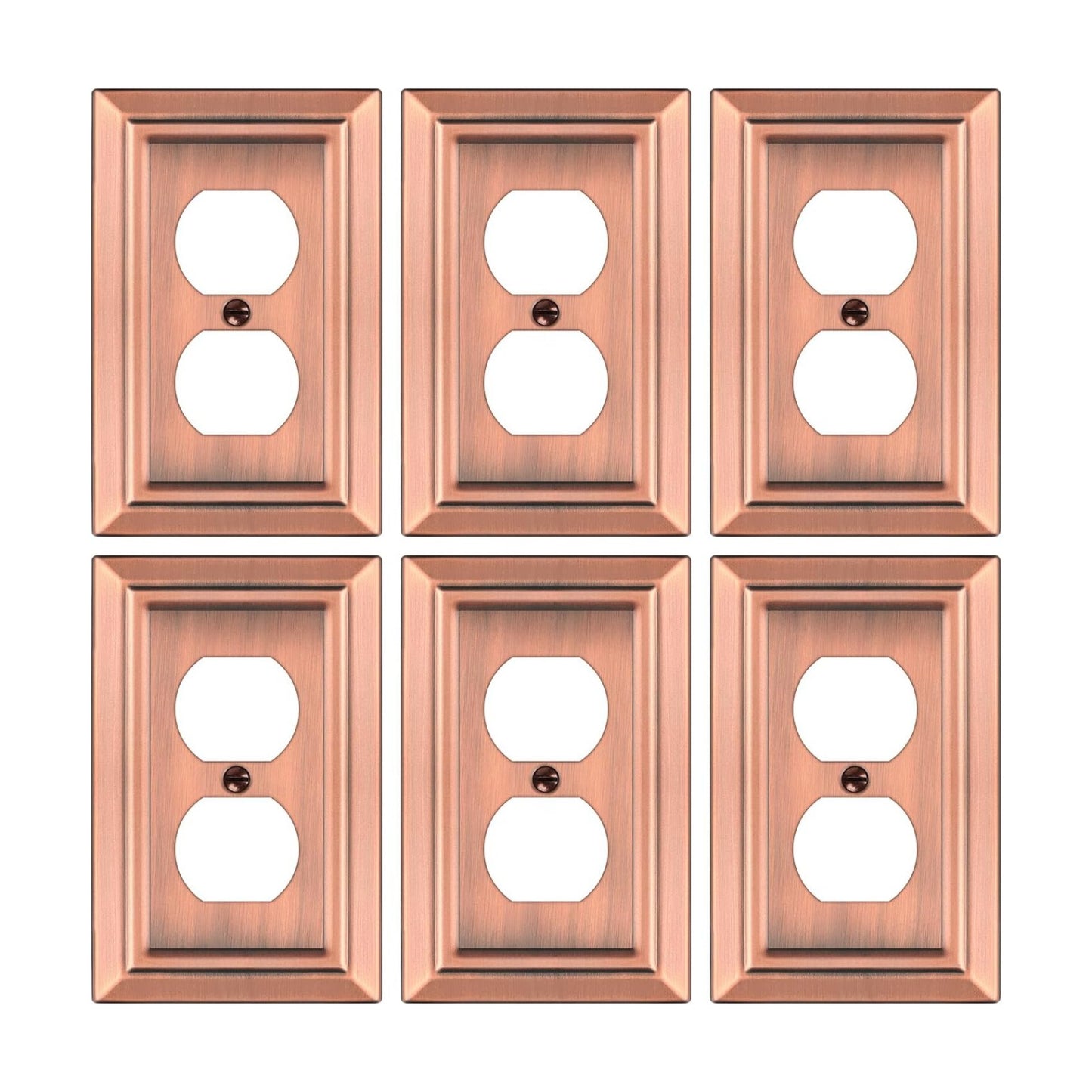 Metal Wall Plate for Electrical Outlets, Outlet Covers Wall Plate, 6 Pack | Decorative Antique Copper Switch Plates