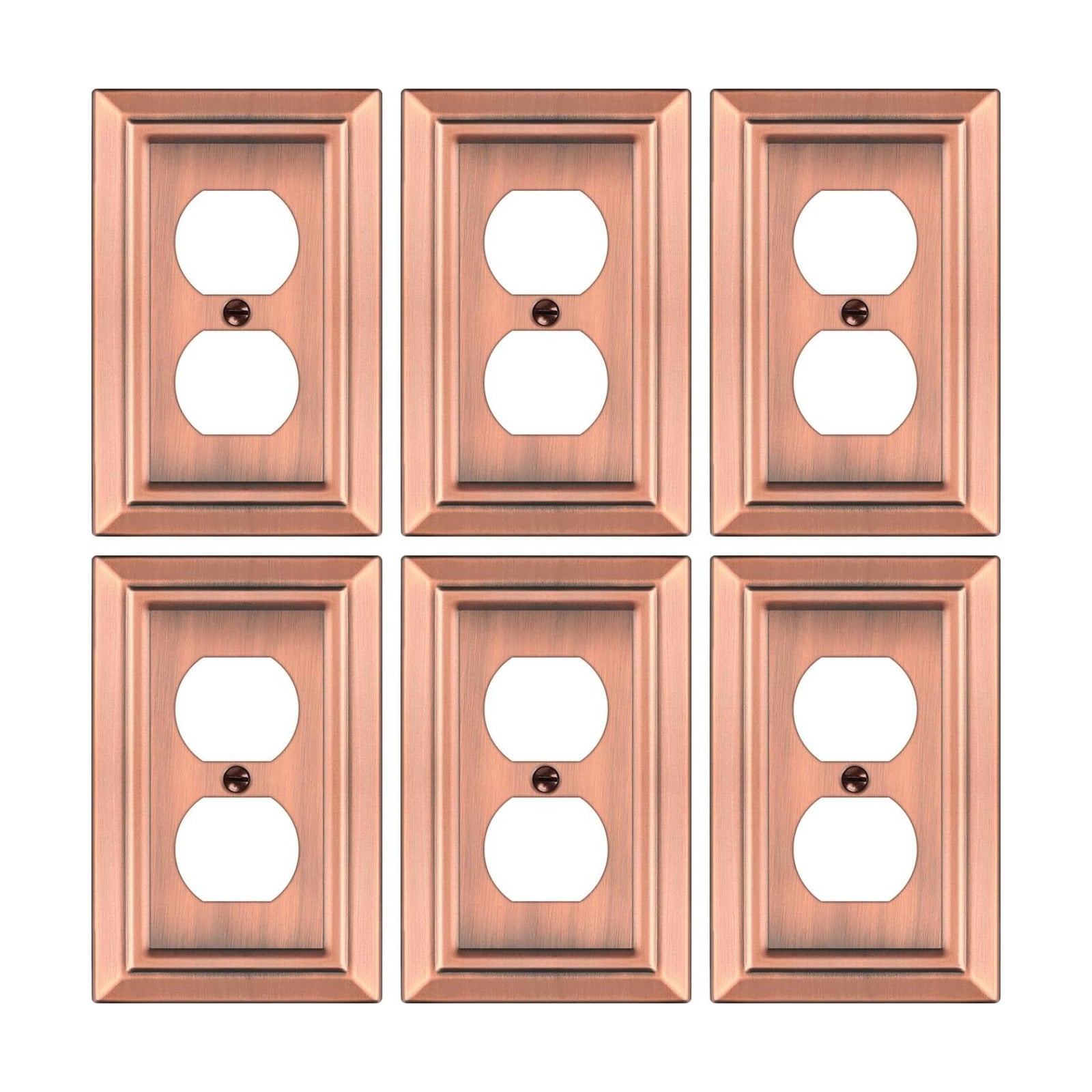 Metal Wall Plate for Electrical Outlets, Outlet Covers Wall Plate, 6 Pack | Decorative Antique Copper Switch Plates