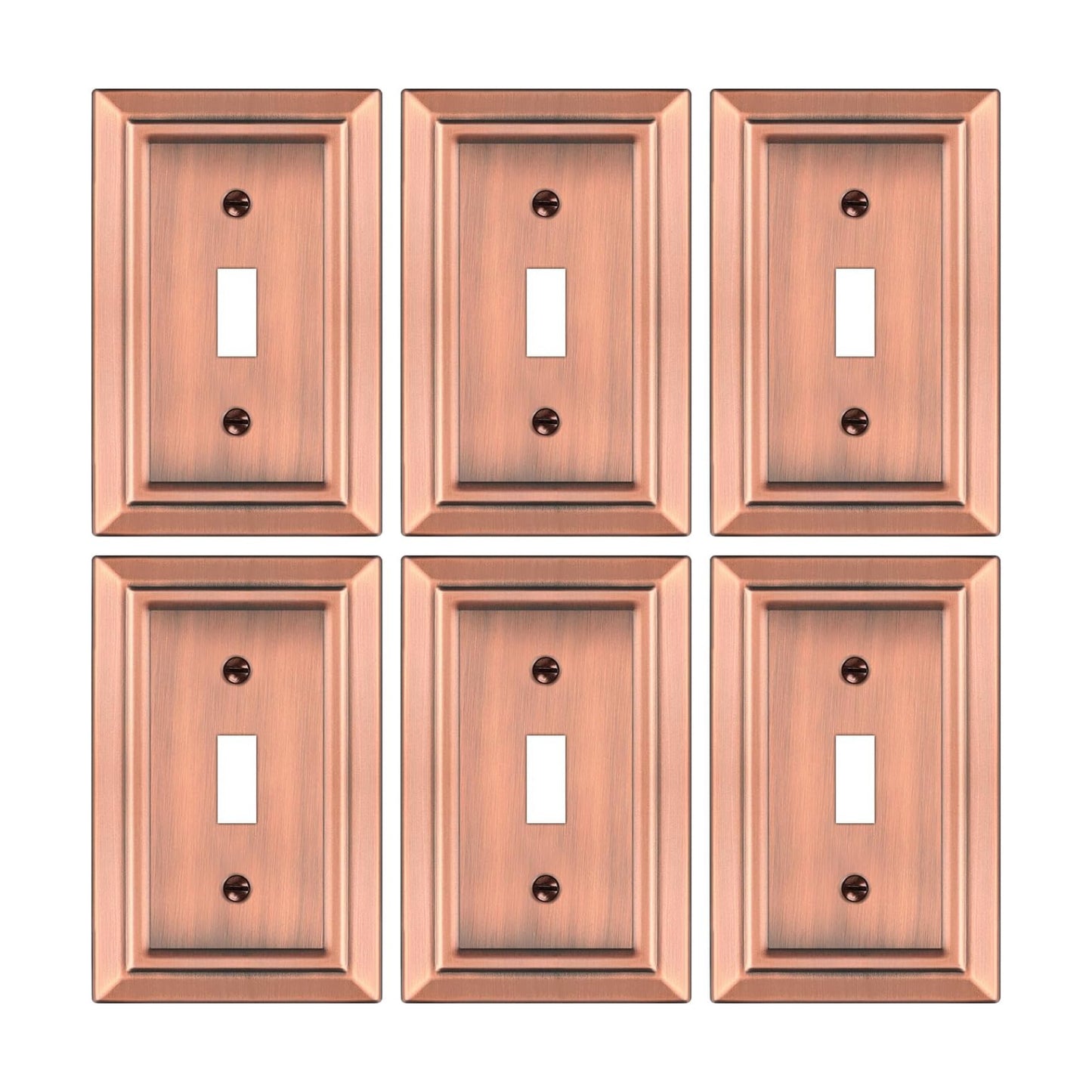 Metal Wall Plate for Light Switch, Applicable to Single Toggle, 6 Pack | Decorative Antique Copper Light Switch Cover