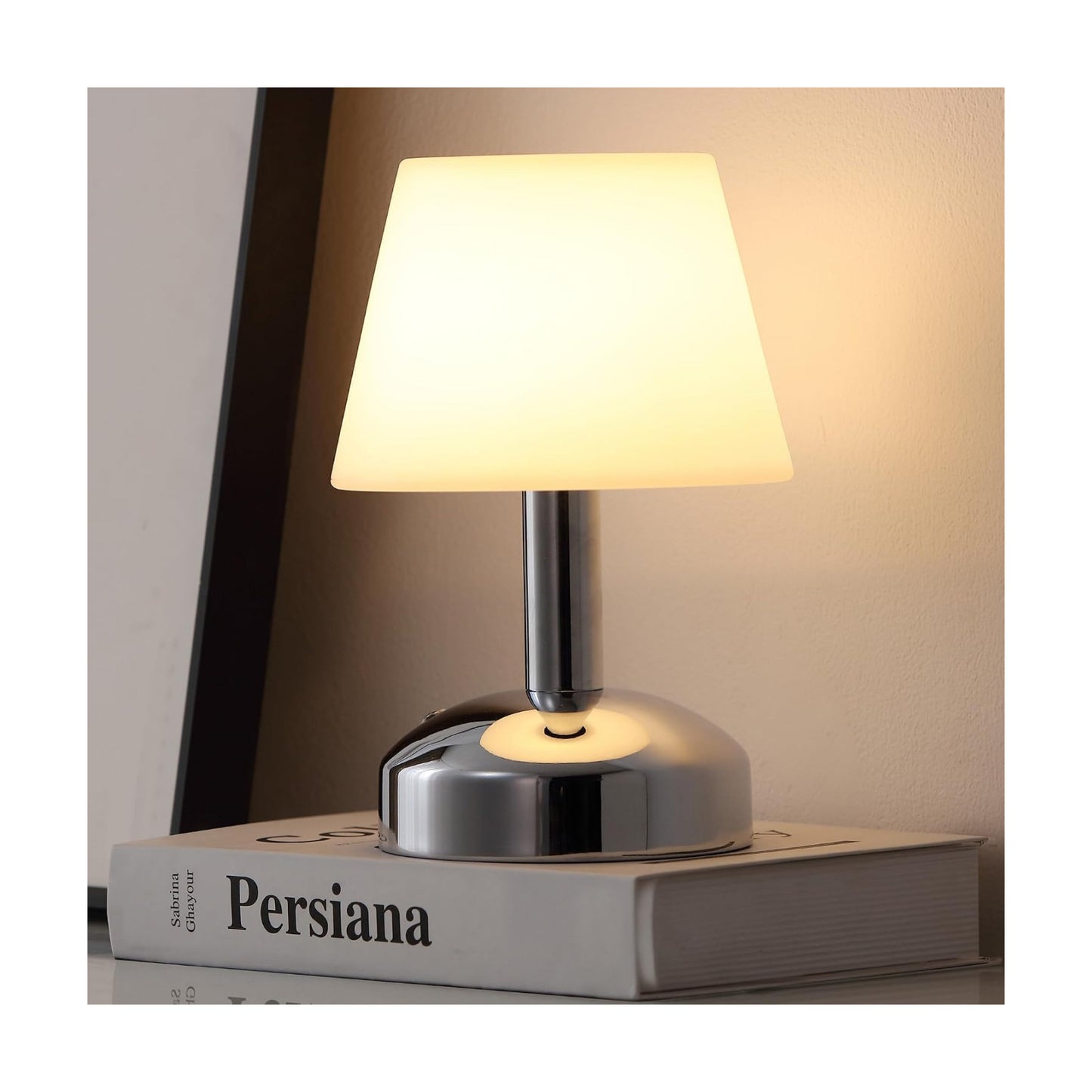 KDG Silver Cordless Small Table Lamp, Portable LED Dimmable Desk Lamp | Modern 4000mAh Rechargeable Battery Operated