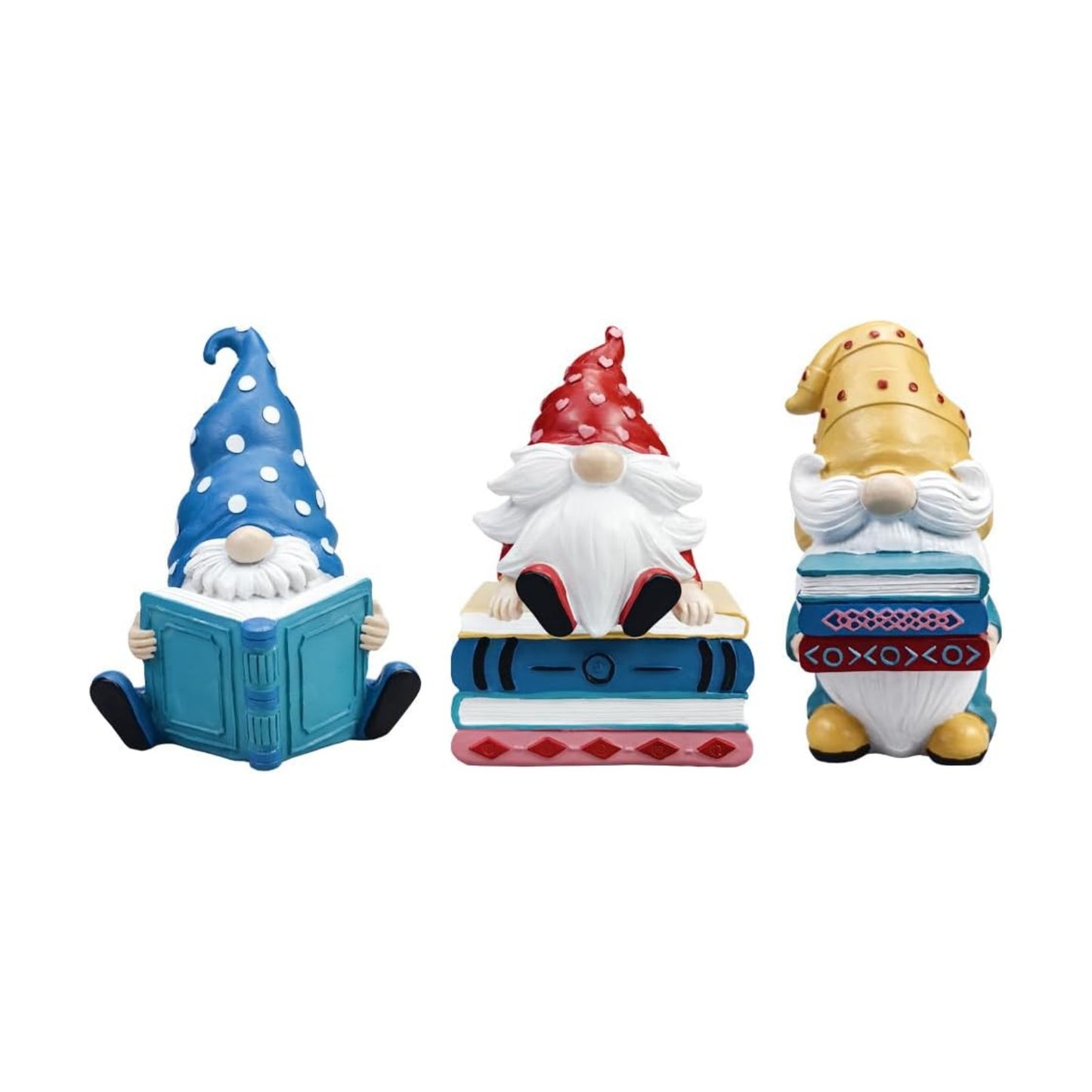 Gnomes Figurines Resin Sculpture / Reading / Set of 3