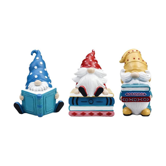 Gnomes Figurines Resin Sculpture / Reading / Set of 3