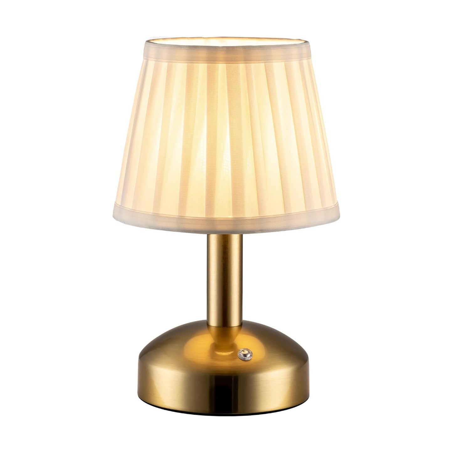 KDG Gold Cordless Small Table Lamp, Portable LED Fabric Shade Desk Lamp | Modern 4000mAh Rechargeable Battery Operated