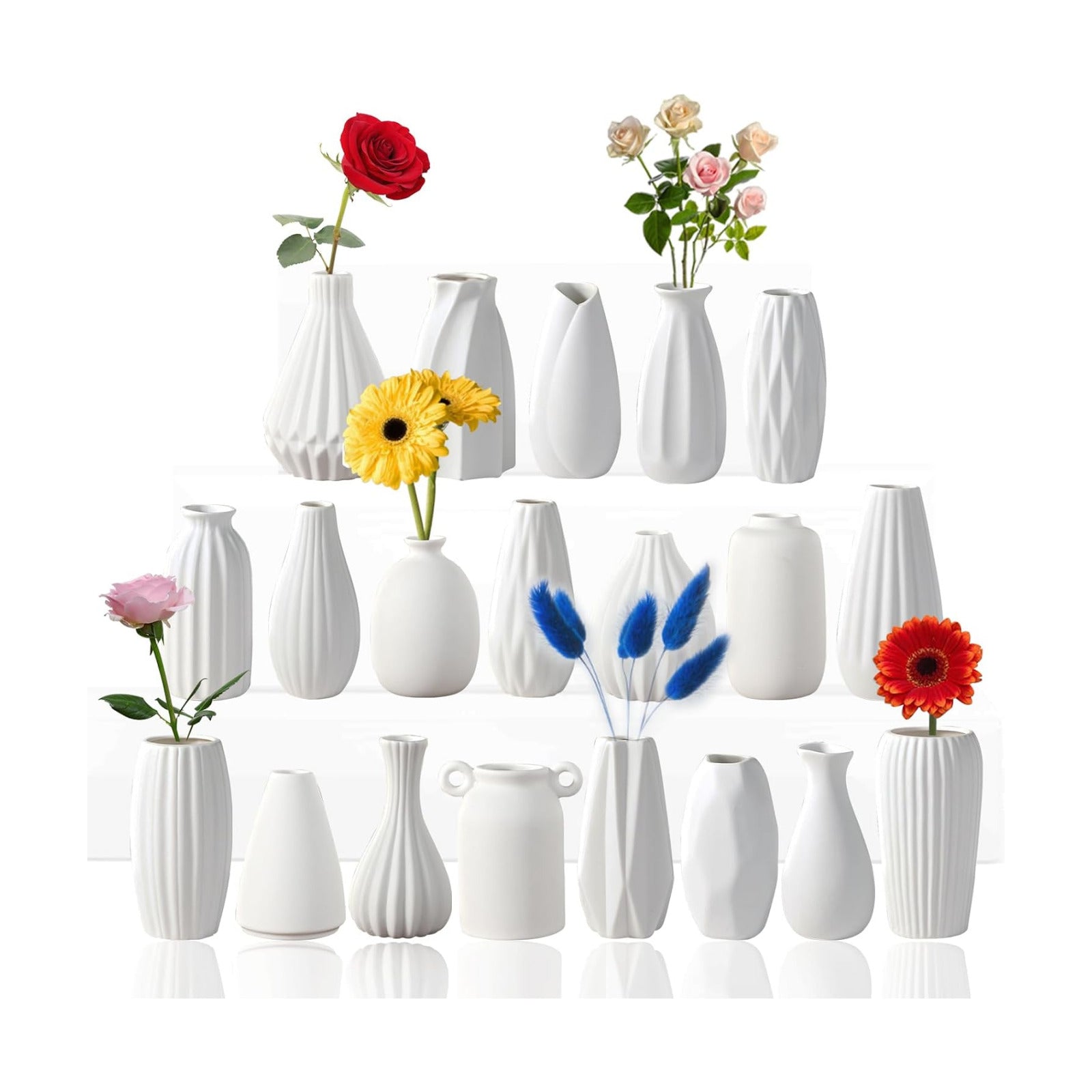 5'' Ceramic Bud Vases / 01 / White / Set of 20