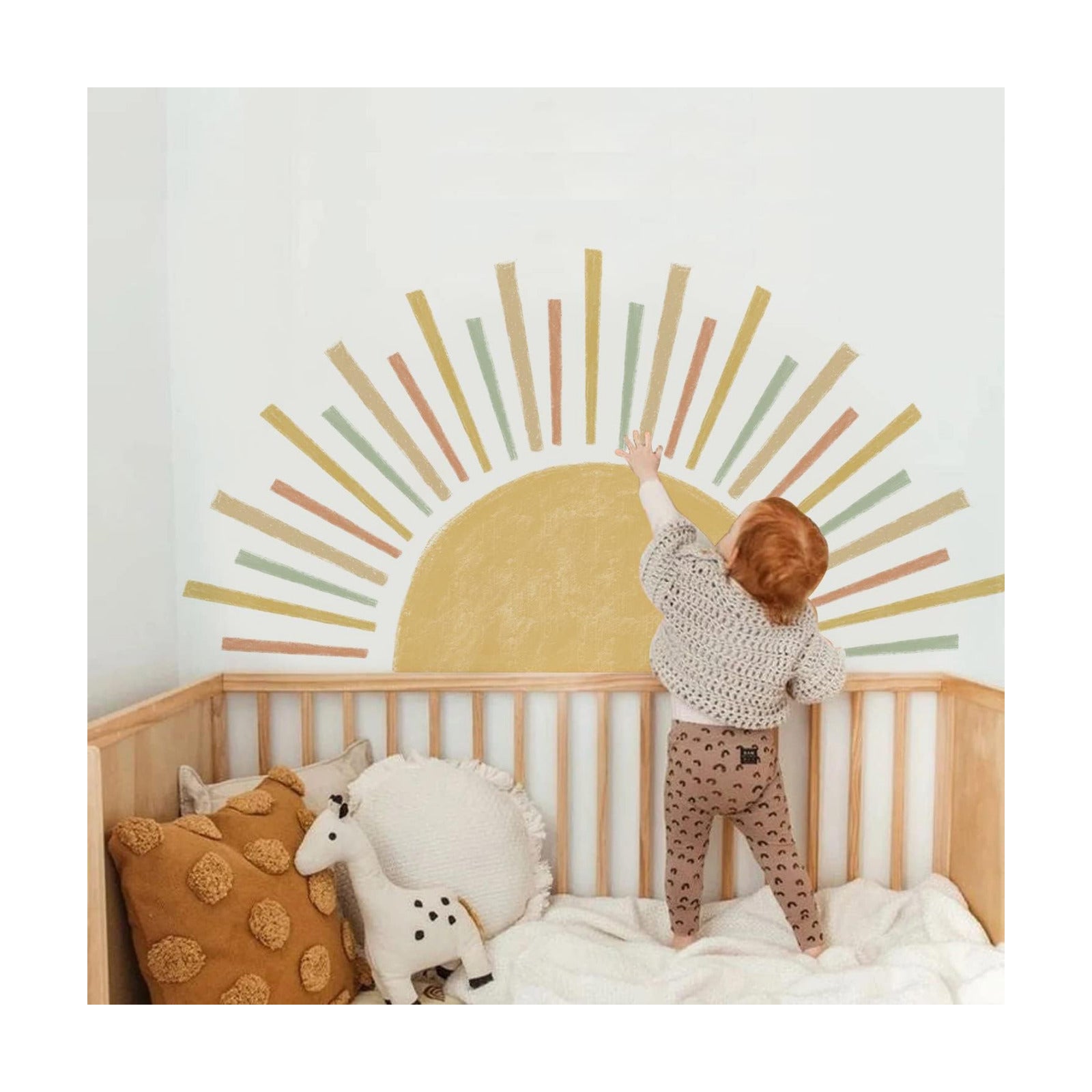 Watercolor Boho Sun Wall Decals Peel and Stick