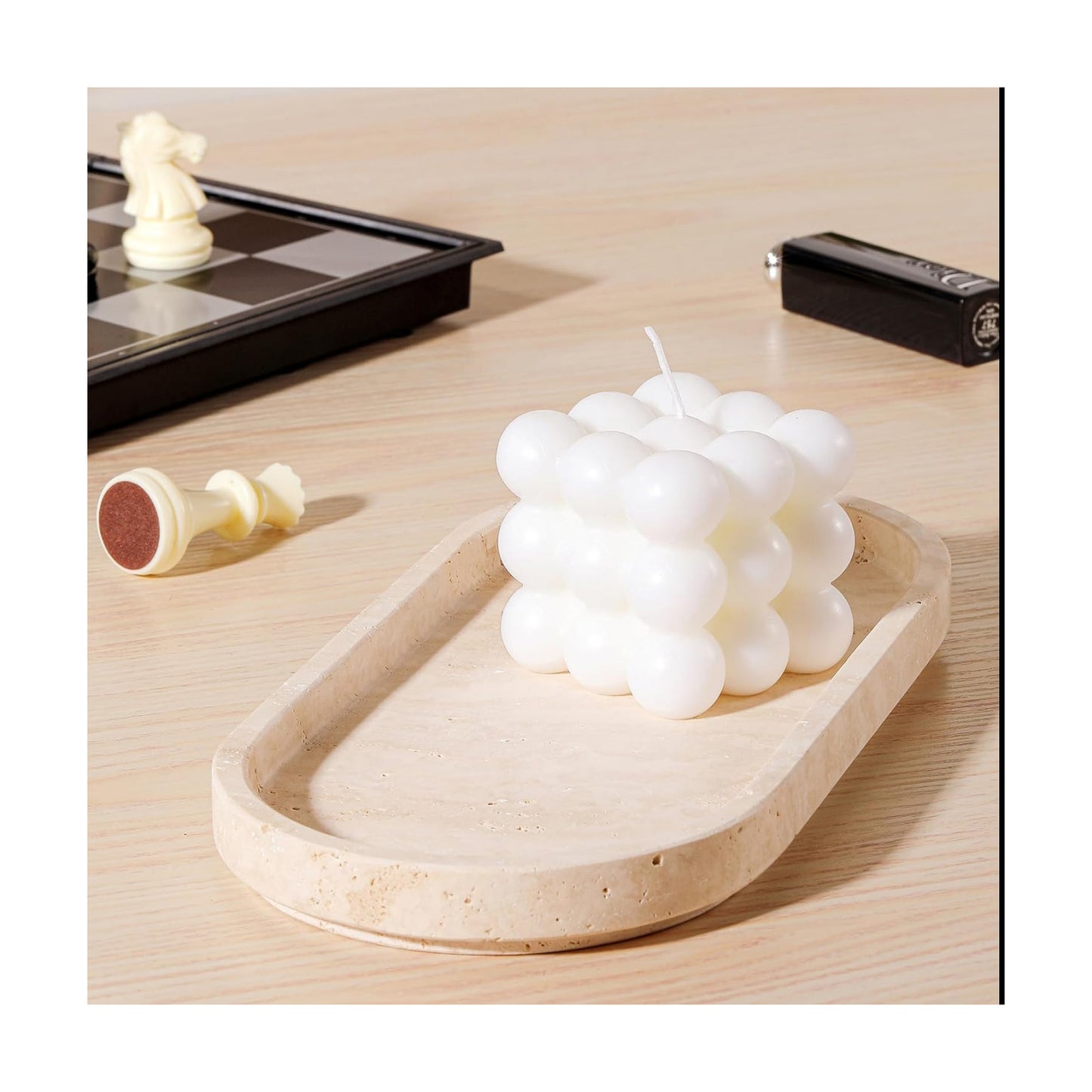 Bathroom and Vanity Marble Small Tray for Soap Bottle / Natural / 10 x 5