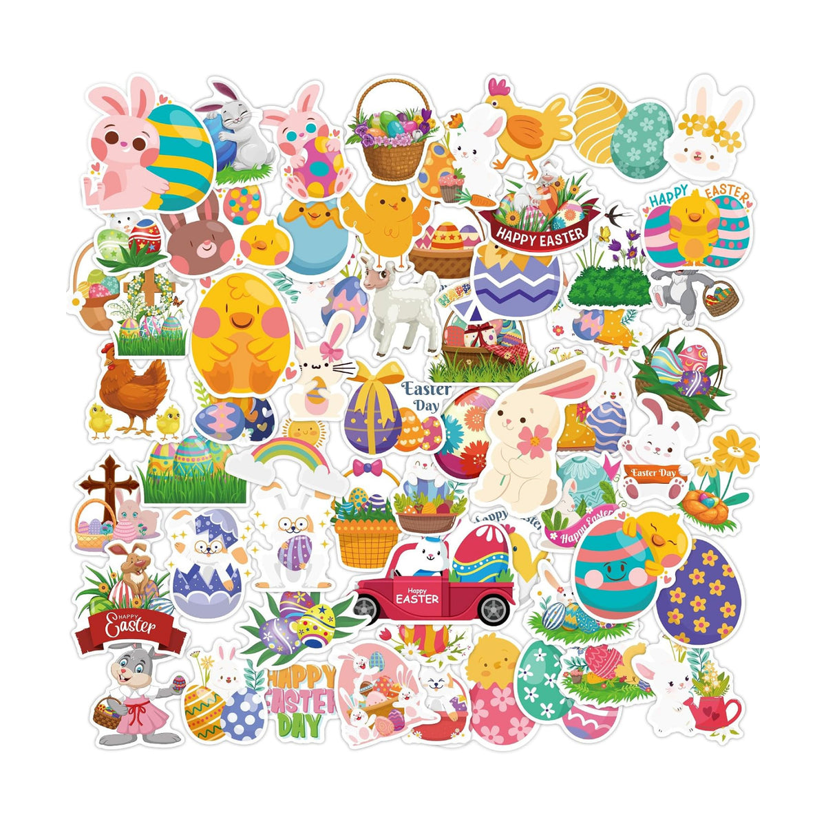 OHOME Easter Stickers | 120 PCS Egg Bunny Stickers for Kids -Easter Egg Stuffers - Vinyl Easter Games Crafts Activities Party Favors Basket Stuffers - Kids Gifts for Boys Girls