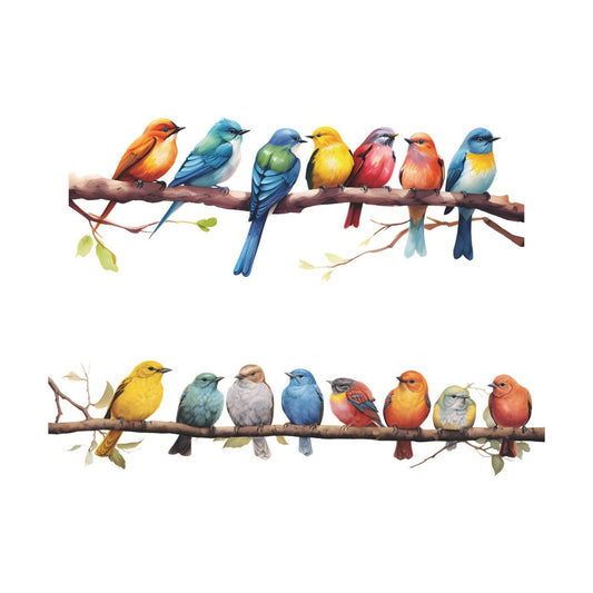 Birds on Branch Wall Decals Peel and Stick Birds Vinyl Wall Stickers / Watercolor / Set of 2