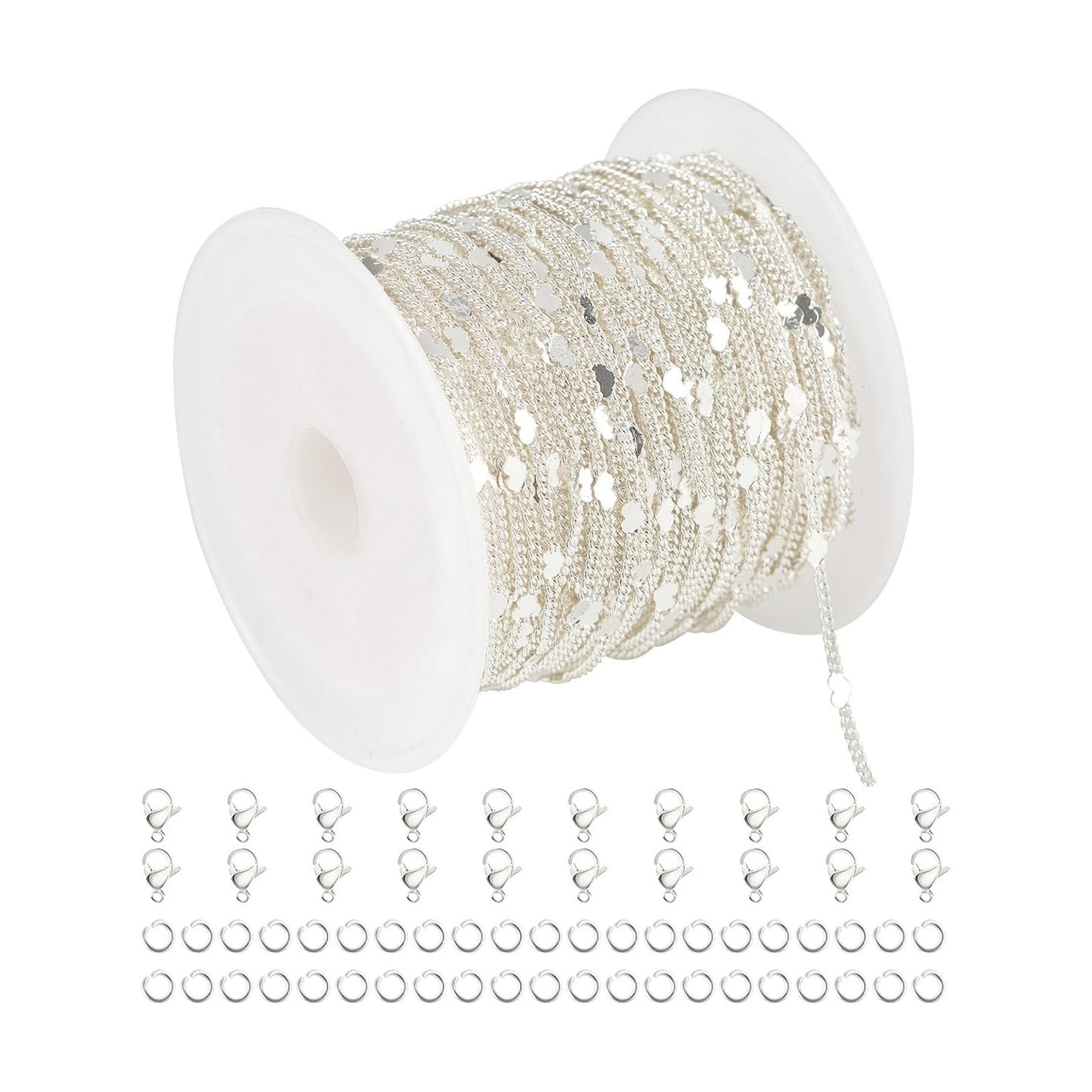 10 Meters Silver Chains for Jewelry Making / Silver Heart