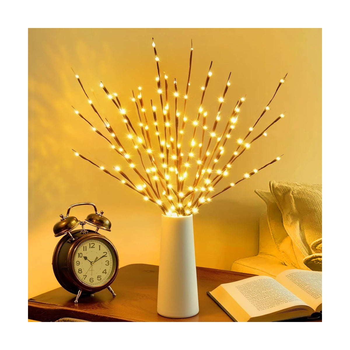DK177 6 Pack Led Branch Light Battery Operated Lighted Branch Vase Filler Willow Tree Artificial Little Twig Power Brown 30 Inch 20 LED for Home Romantic Decoration, Warm White