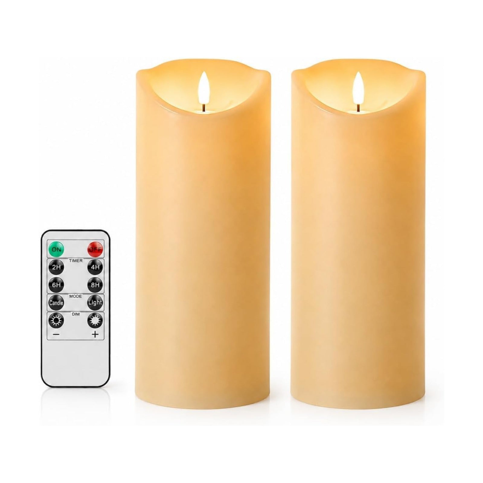 Outdoor Pillar Candles Battery Operated, 9 X 4 Inch Set of 2 | Waterproof Flameless Candles with Remote Candles for