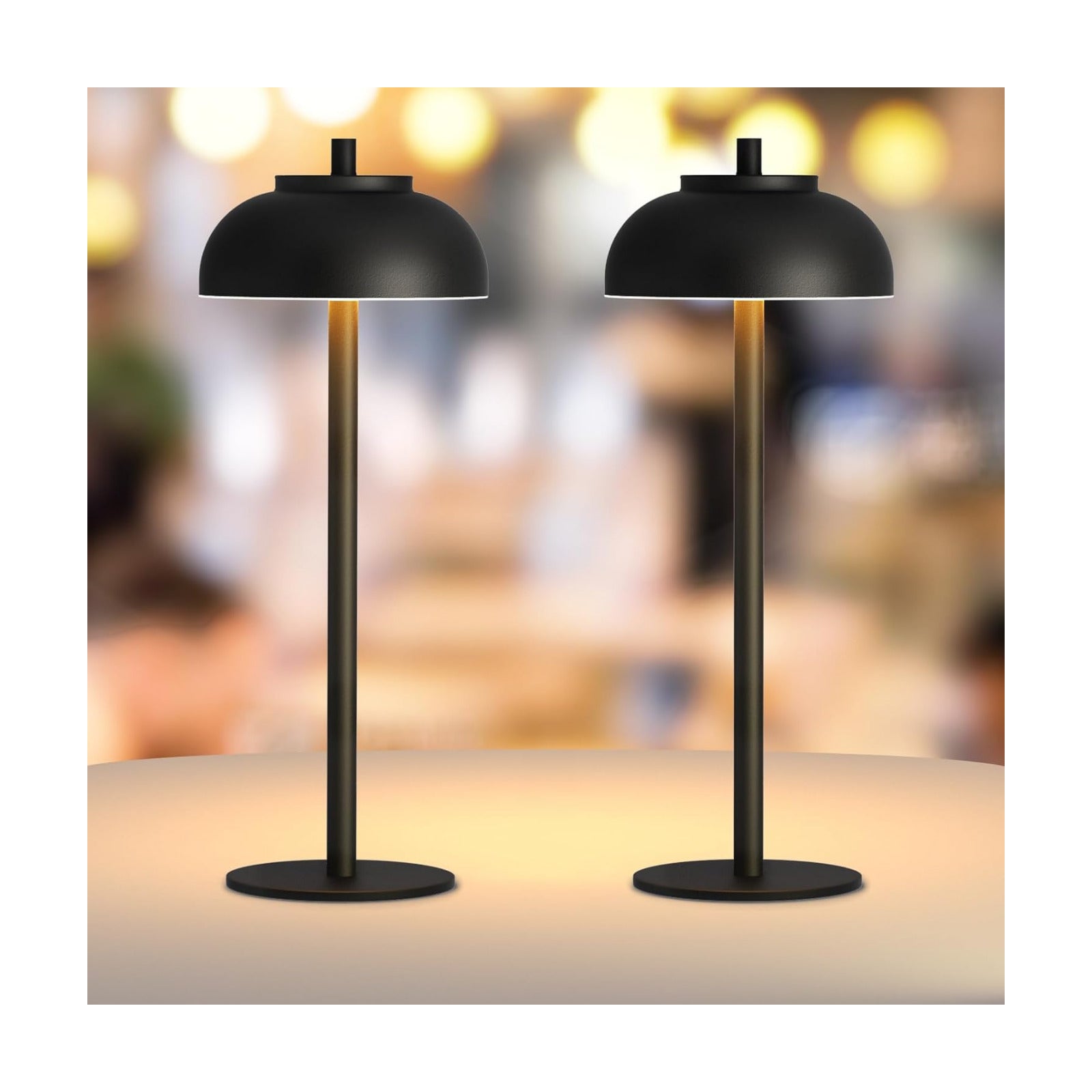Cordless Table Lamps, Rechargeable LED Touch Lamp, Black, 2 Pack | Waterproof, 5000mAh battery, 3 color temperatures