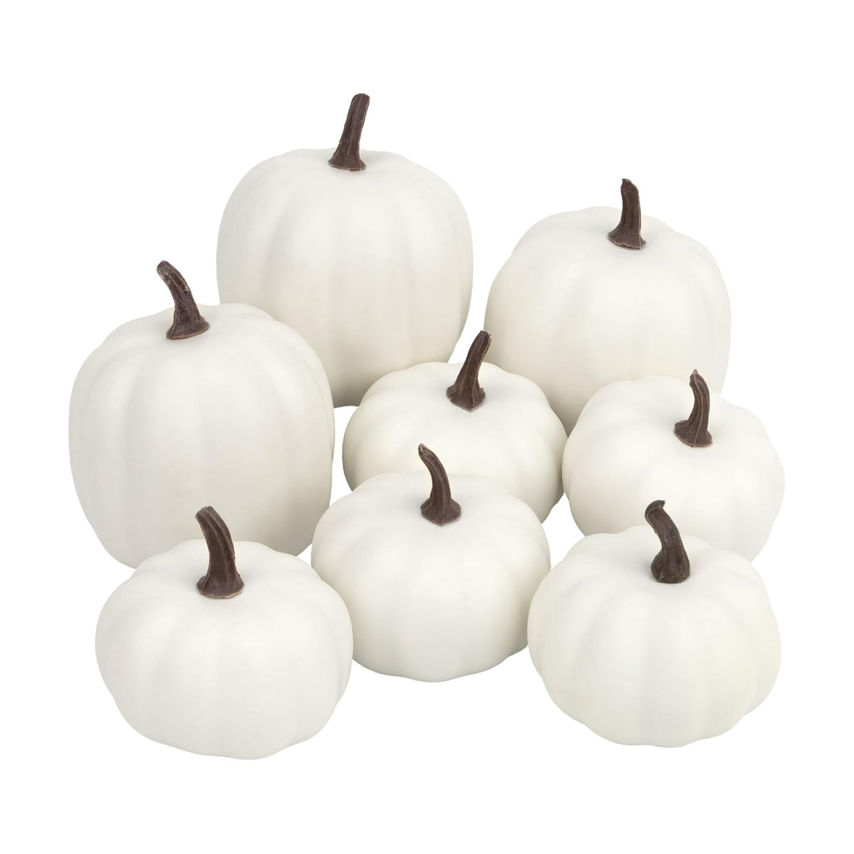 Artgar Pumpkin Decor - White Artificial Pumpkins - 8 PCS Foam Pumpkin Set