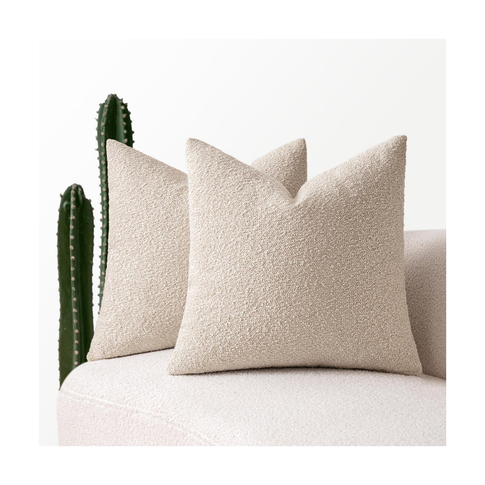 Decorative Pillow Covers / 18 x 18 / Oatmeal / Set of 2