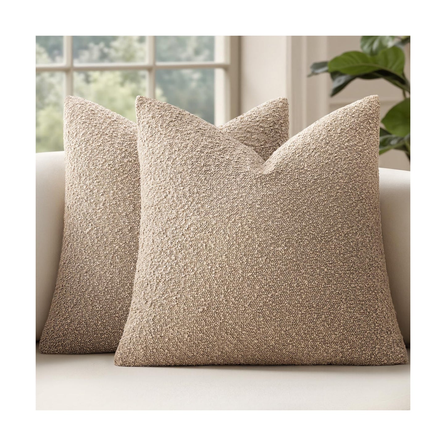 Decorative Pillow Covers / 18 x 18 / Camel / Set of 2