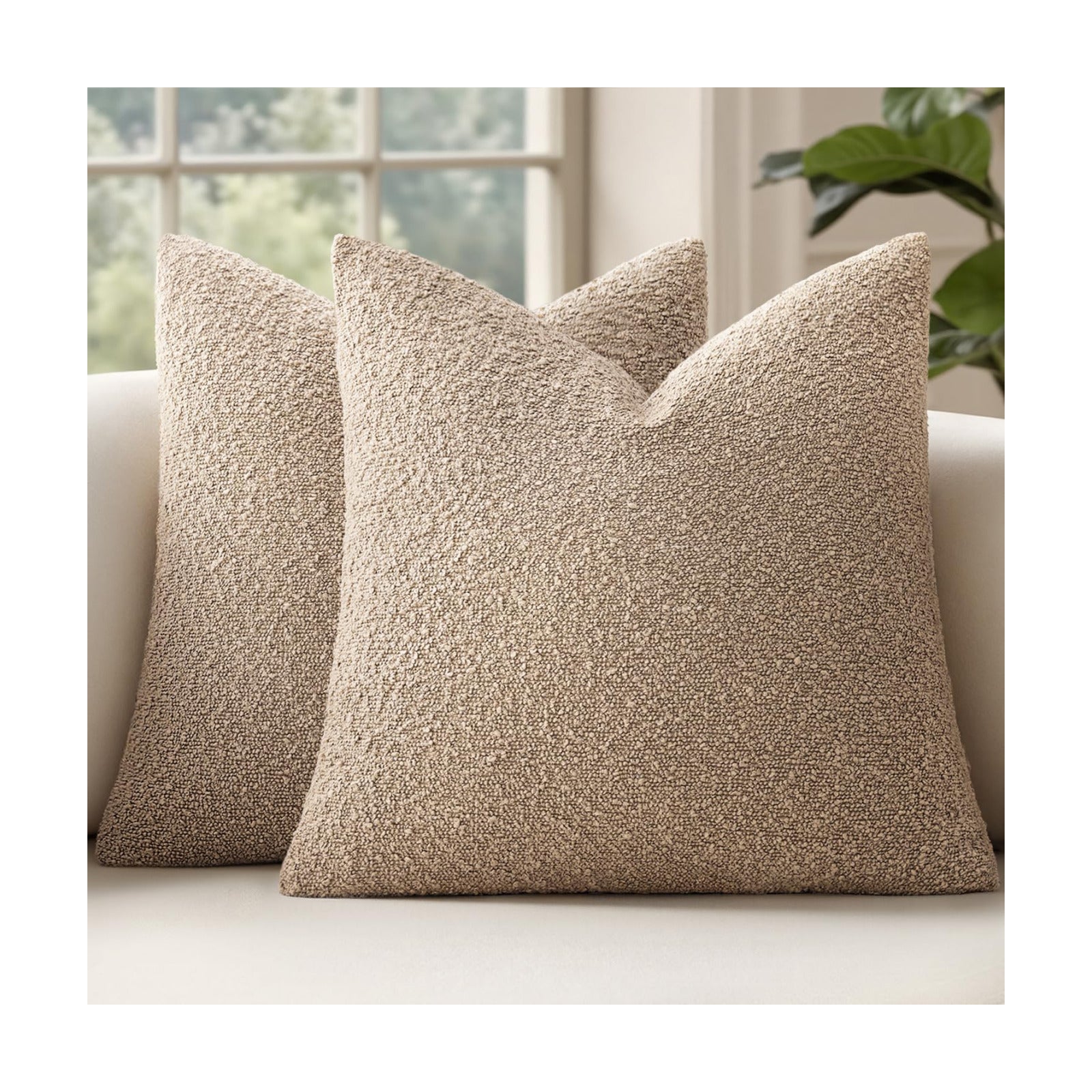 Decorative Pillow Covers / 18 x 18 / Camel / Set of 2