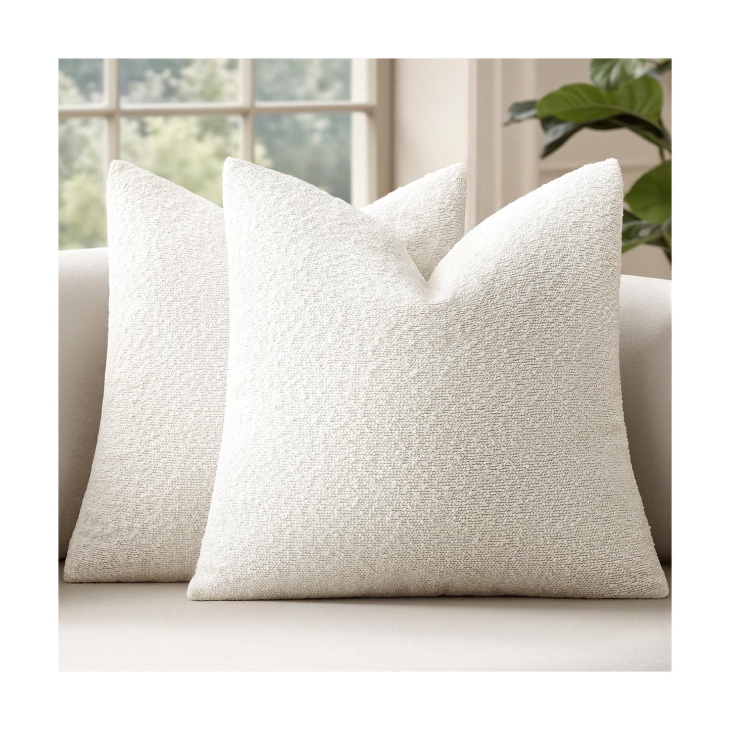 Decorative Pillow Covers / 18 x 18 / White / Set of 2