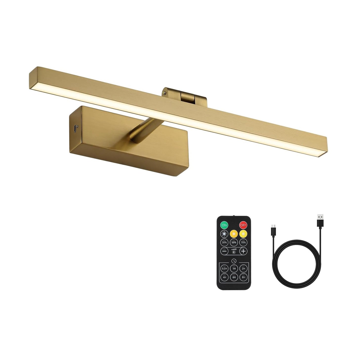 Joosenhouse Battery Operated Picture Light Wireless Gallery Light with Remote Control Rechargeable Wall Lights Brass