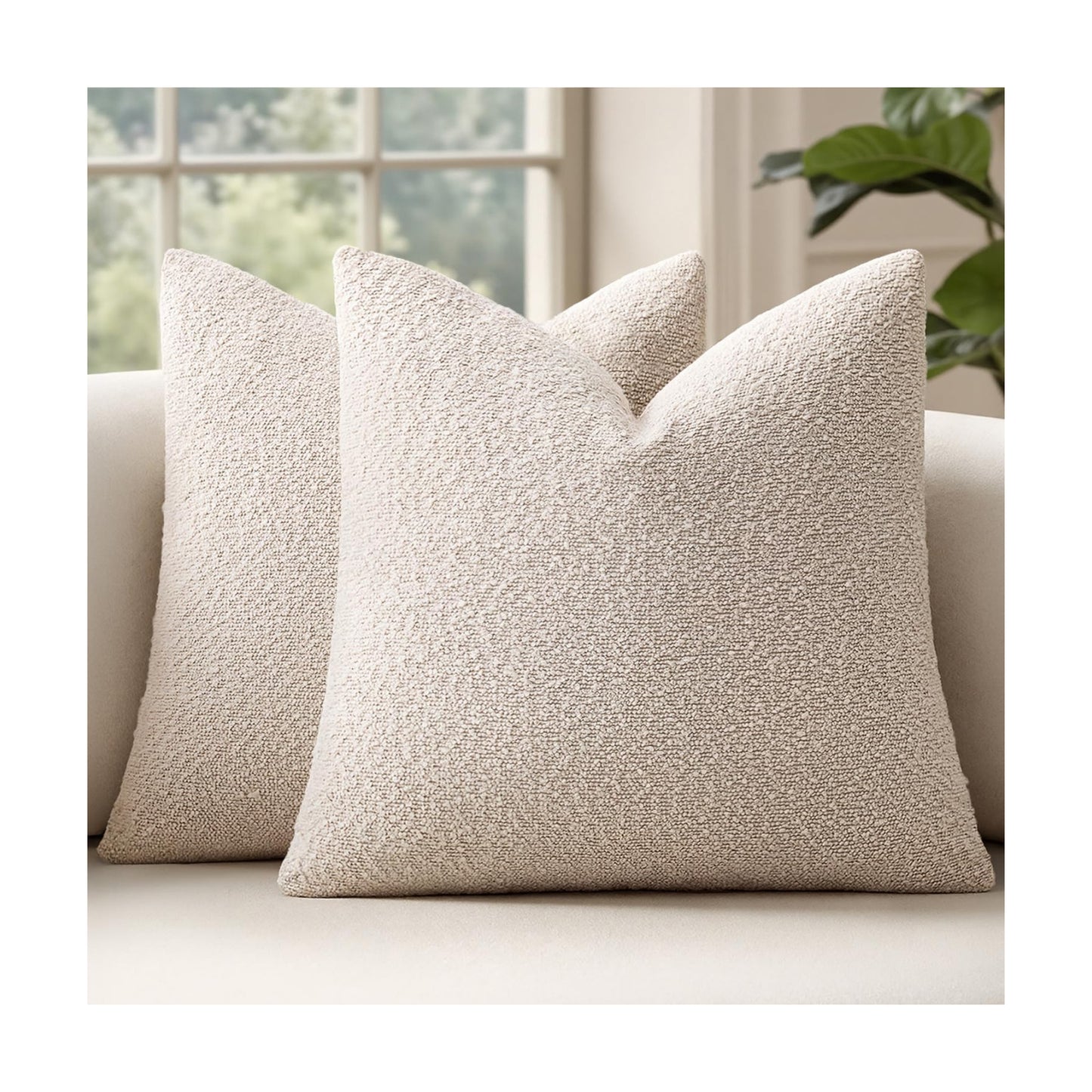 Decorative Pillow Covers / 18 x 18 / Beige / Set of 2