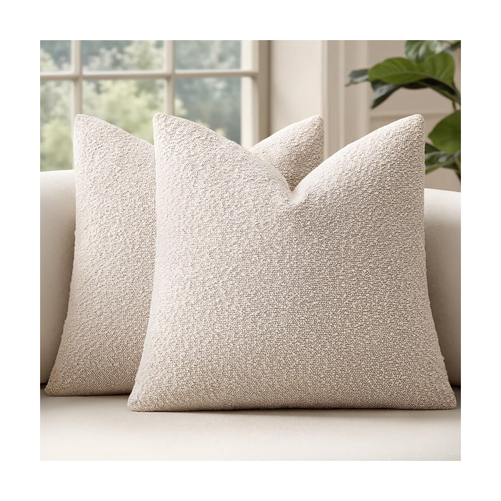 Decorative Pillow Covers / 18 x 18 / Beige / Set of 2