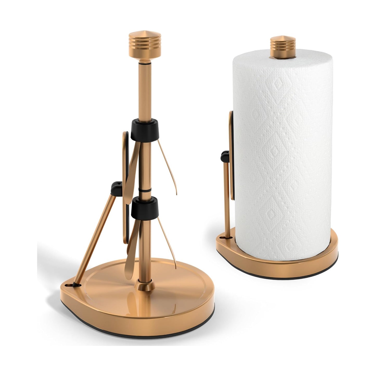 Stainless Steel Tension Arm Paper Towel Holder - Easy One-Handed Operation - This Sturdy Weighted Paper Towel Dispenser