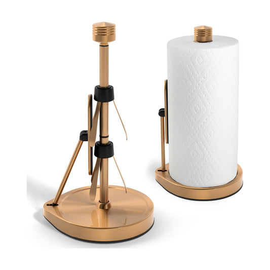 Stainless Steel Tension Arm Paper Towel Holder - Easy One-Handed Operation - This Sturdy Weighted Paper Towel Dispenser