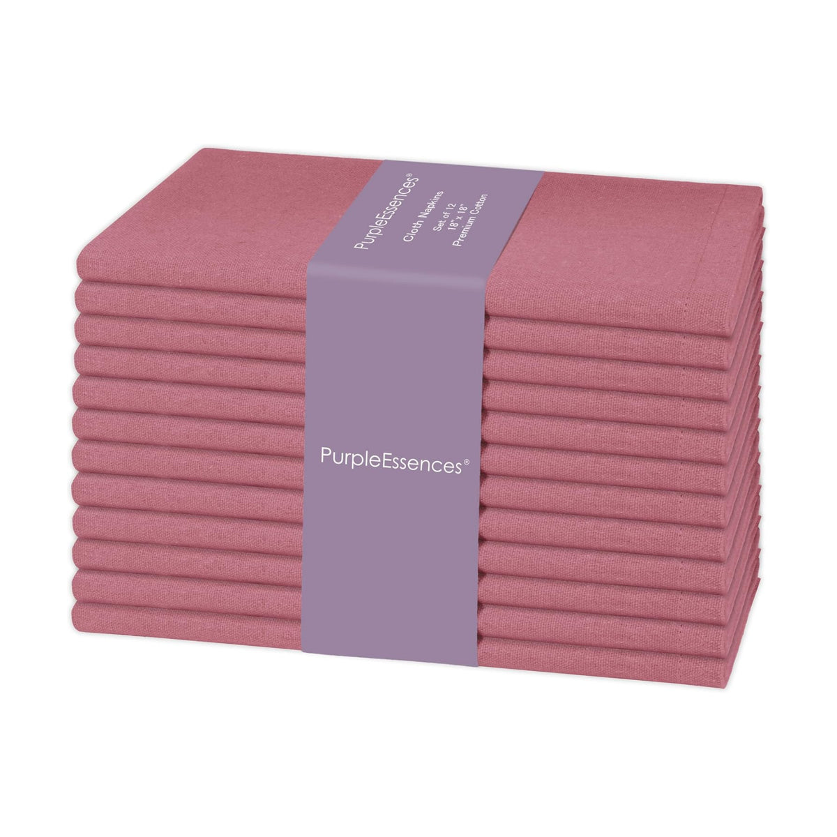 PurpleEssences Cloth Dinner Napkins 18x18 in Set of 12 - Dusky Rose