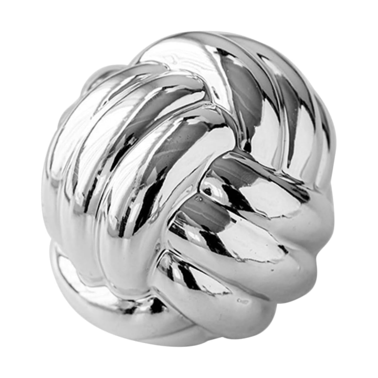 Nordic Style Ceramic Knot Statue Elegant Twisted Line Ornament / Silver / 8.50 x 8.00 x 8.00 / CM