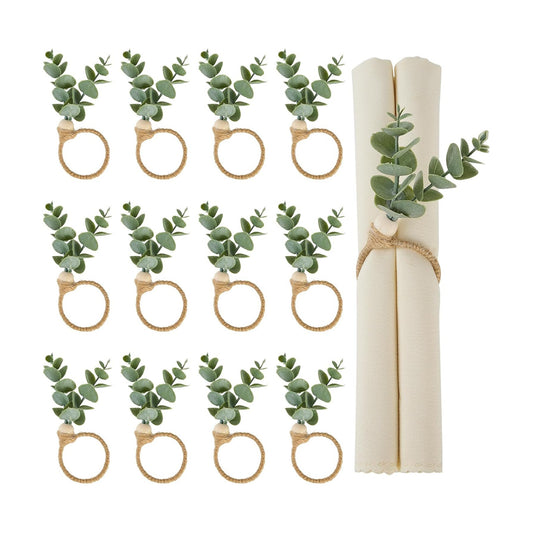 Boho Napkins Rings / Eucalyptus Leaf / Set of 12