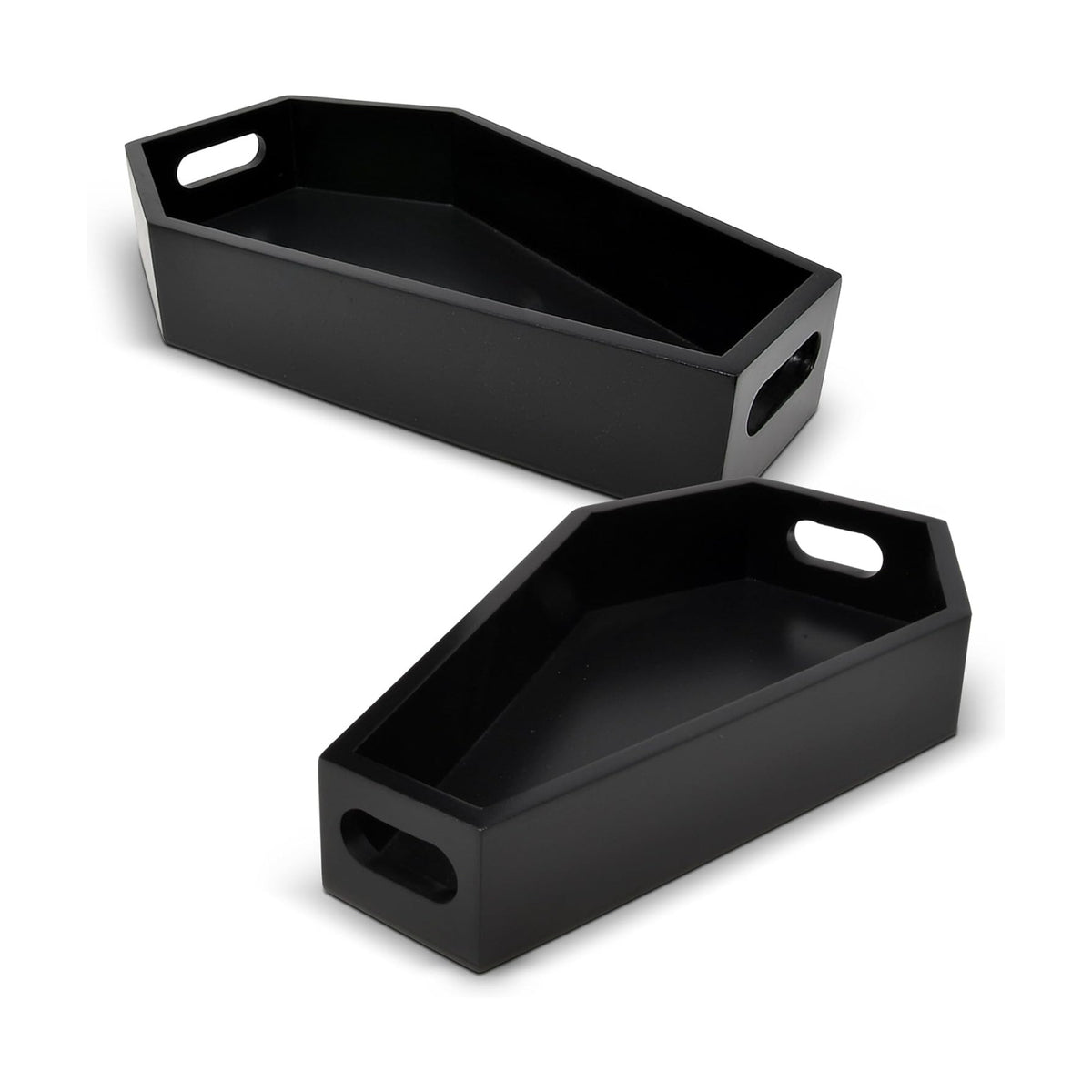 Gift Boutique Halloween Coffin Serving Trays Set of 2 Sizes Black Wood