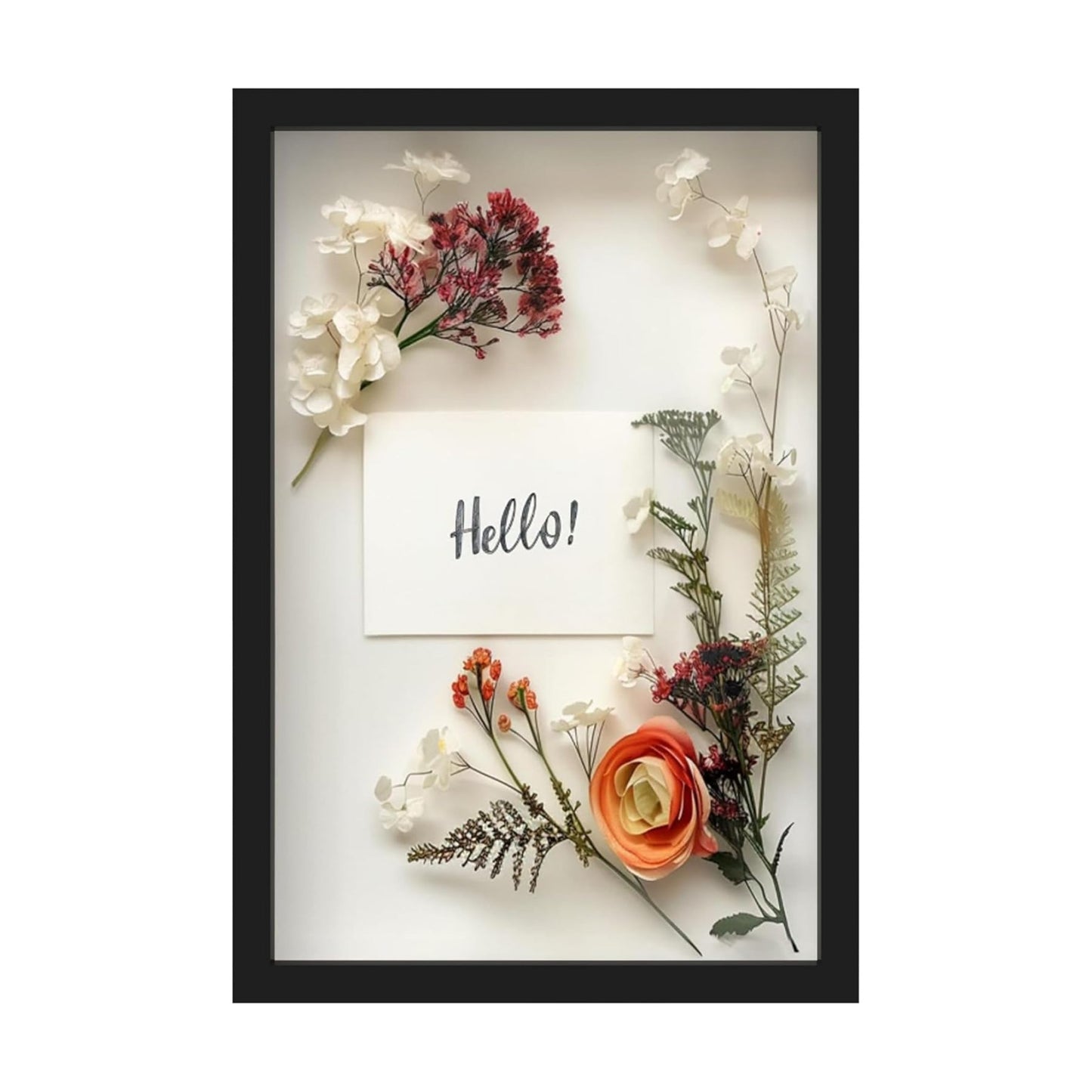 FrameWorks 12" x 18" Black Wooden Shadow Box Frame – Soft Felt Back, Tempered Glass, and Included Elegant White Ball