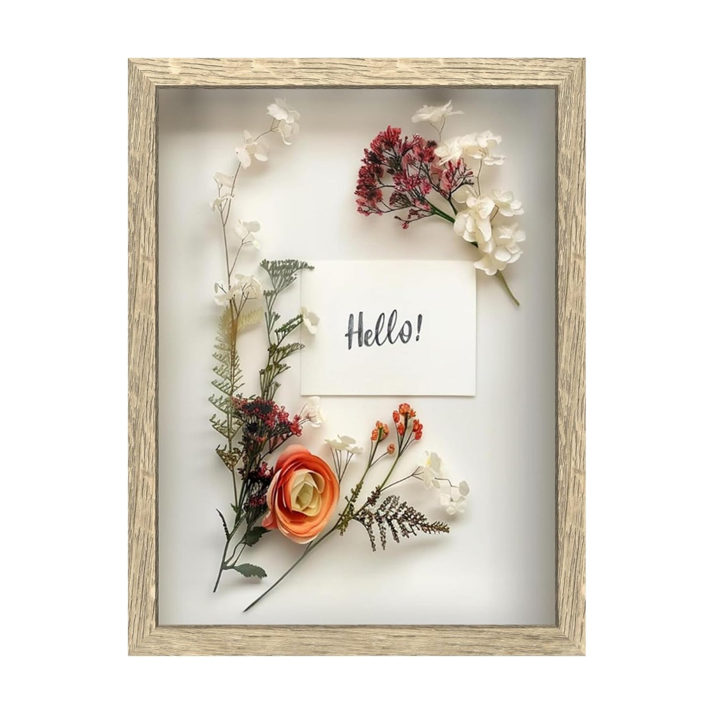 FrameWorks 12x16 Driftwood Wooden Shadow Box Frame – Soft Felt Back, Tempered Glass, and Included Elegant White Ball