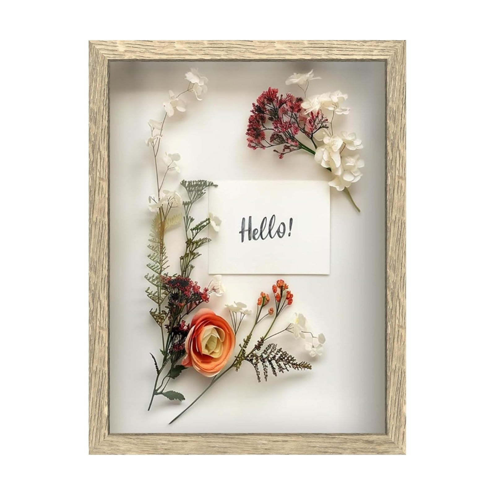 FrameWorks 12x16 Driftwood Wooden Shadow Box Frame – Soft Felt Back, Tempered Glass, and Included Elegant White Ball