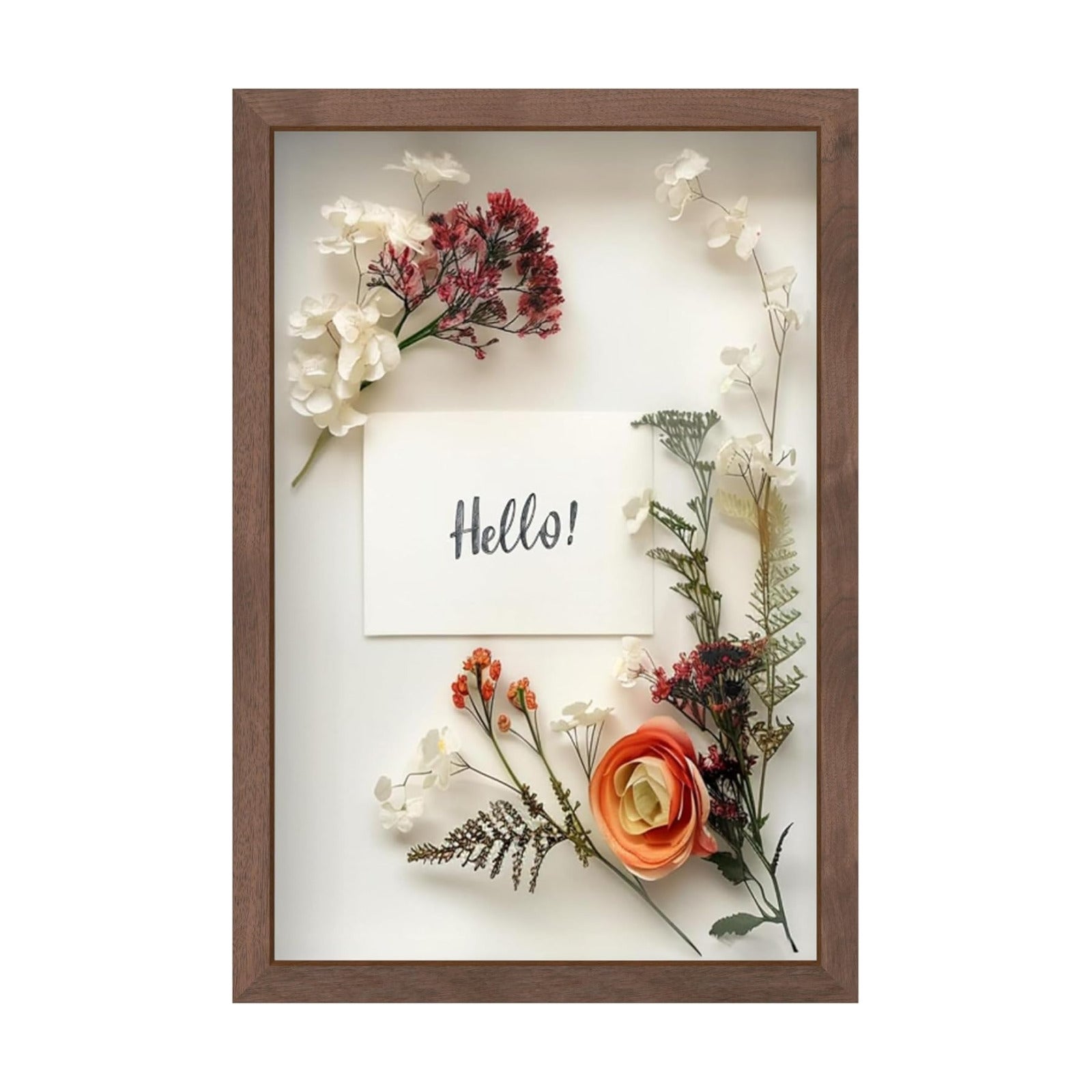 FrameWorks 12" x 18" Dark Oak Wooden Shadow Box Frame – Soft Felt Back, Tempered Glass, and Included Elegant White Ball