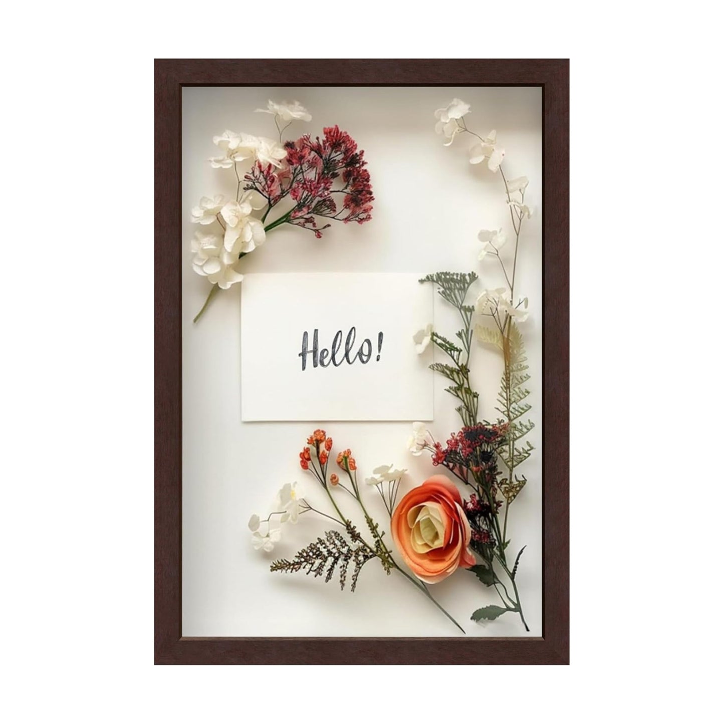 FrameWorks 12" x 18" Mahogany Wooden Shadow Box Frame – Soft Felt Back, Tempered Glass, and Included Elegant White Ball