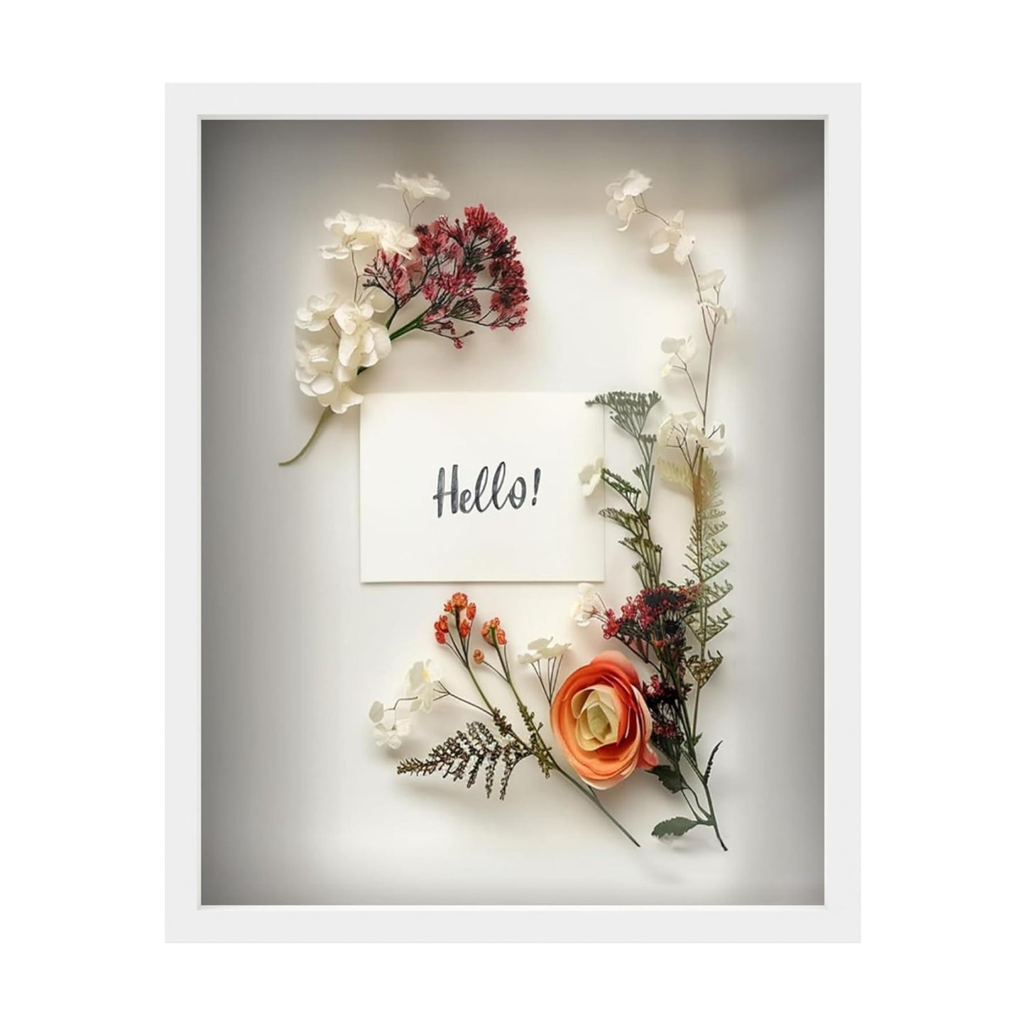 FrameWorks 16" x 20" Original White Wooden Shadow Box Frame – Soft Felt Back, Tempered Glass, and Included Elegant