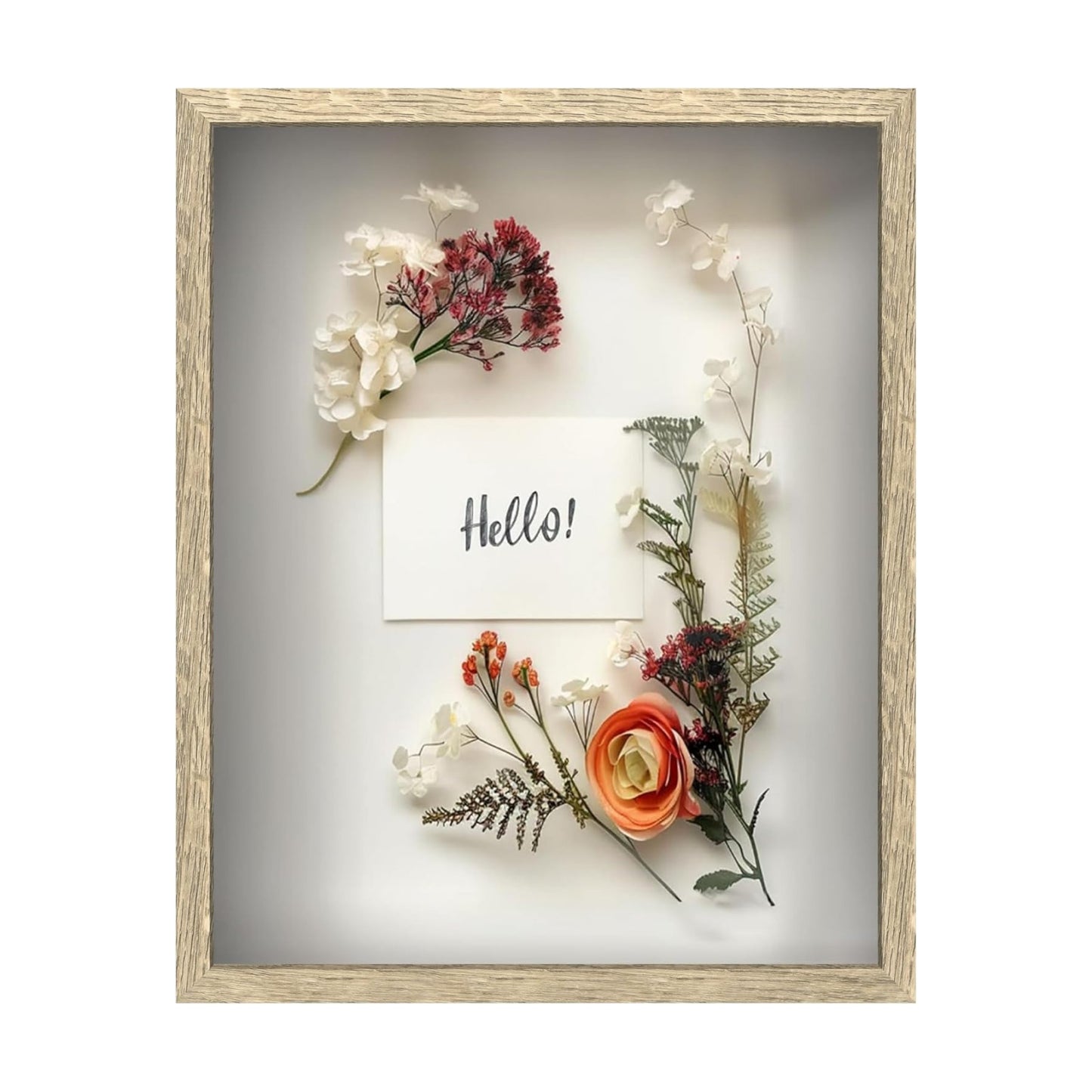 FrameWorks 16x20 Driftwood Wooden Shadow Box Frame – Soft Felt Back, Tempered Glass, and Included Elegant White Ball