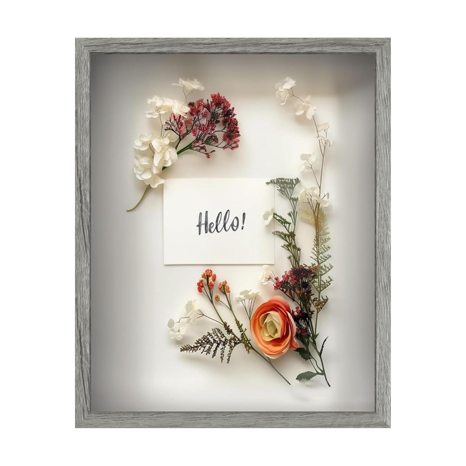 FrameWorks 16x20 Driftwood Wooden Shadow Box Frame – Soft Felt Back, Tempered Glass, and Included Elegant White Ball