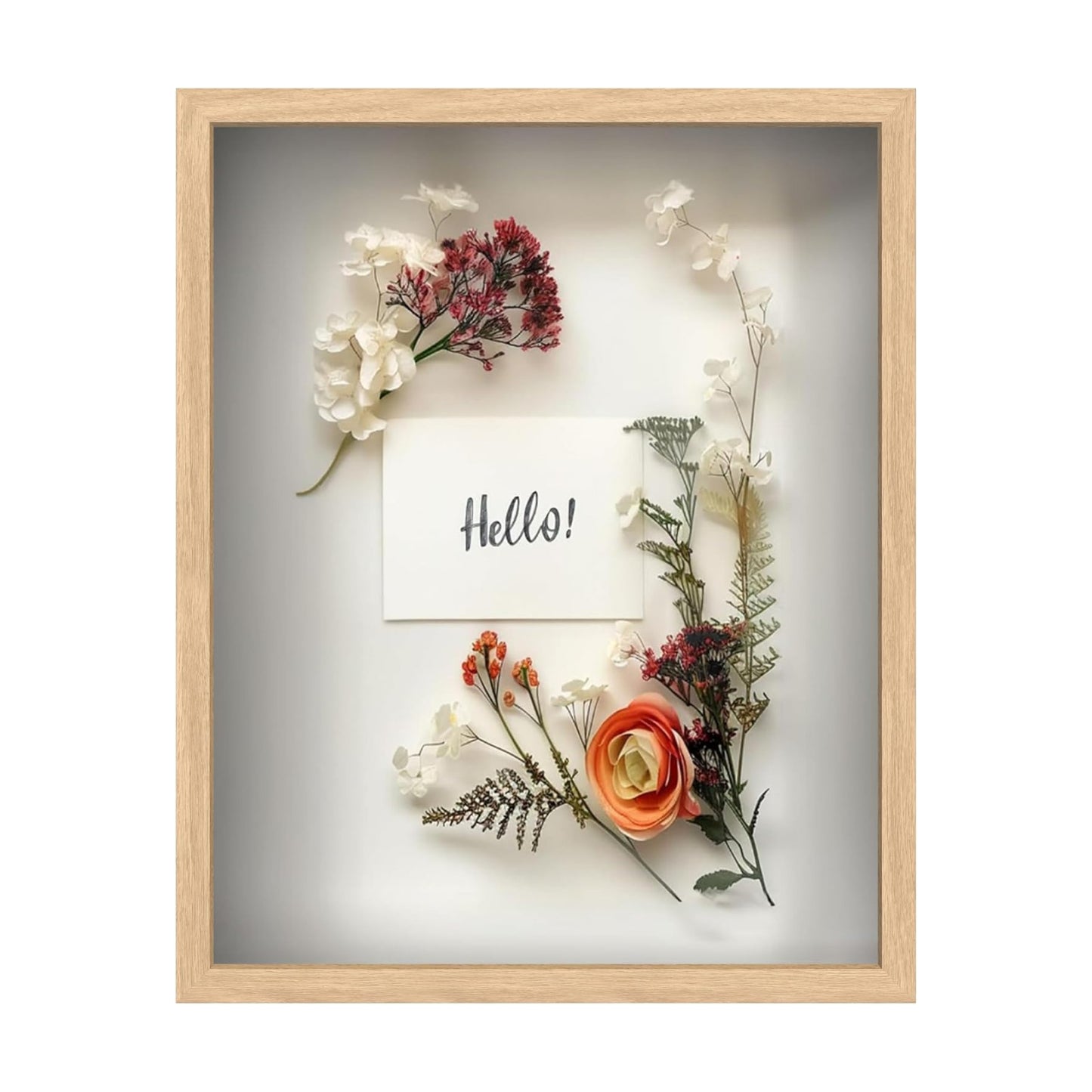 FrameWorks 16" x 20" Original Natural Oak Wooden Shadow Box Frame – Soft Felt Back, Tempered Glass, and Included