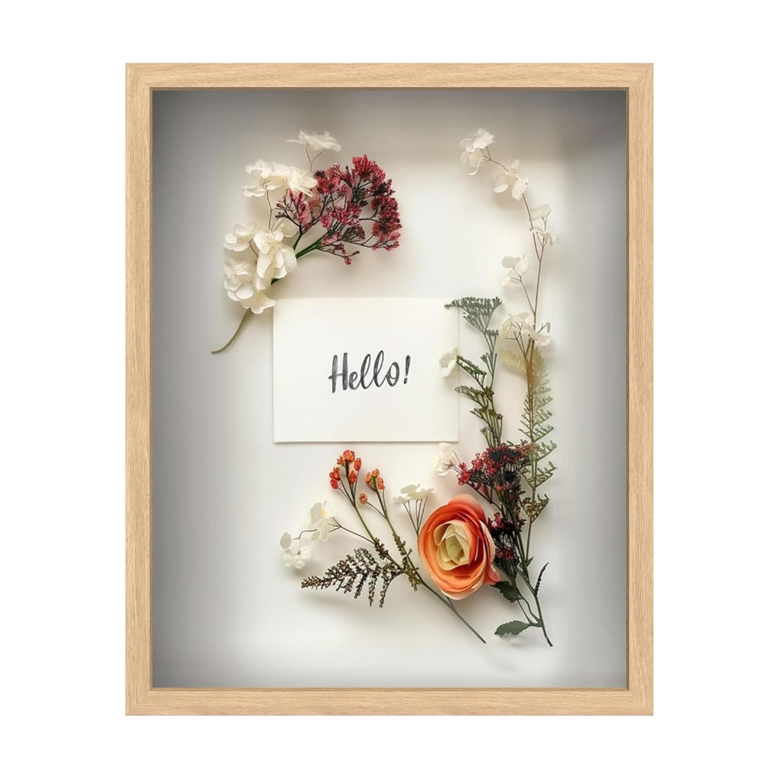 FrameWorks 16" x 20" Original Natural Oak Wooden Shadow Box Frame – Soft Felt Back, Tempered Glass, and Included