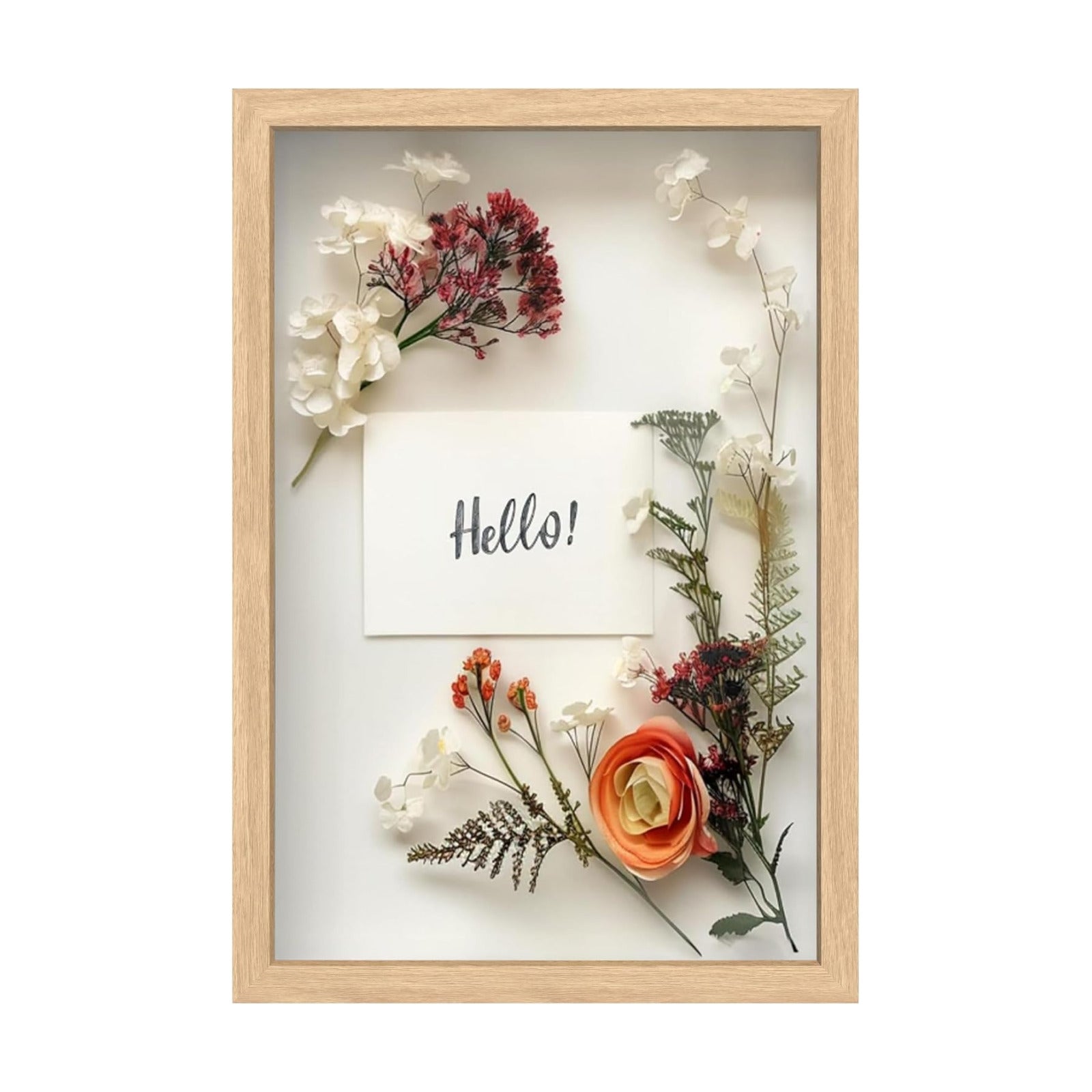 FrameWorks 12" x 18" Natural Oak Wooden Shadow Box Frame – Soft Felt Back, Tempered Glass, and Included Elegant White