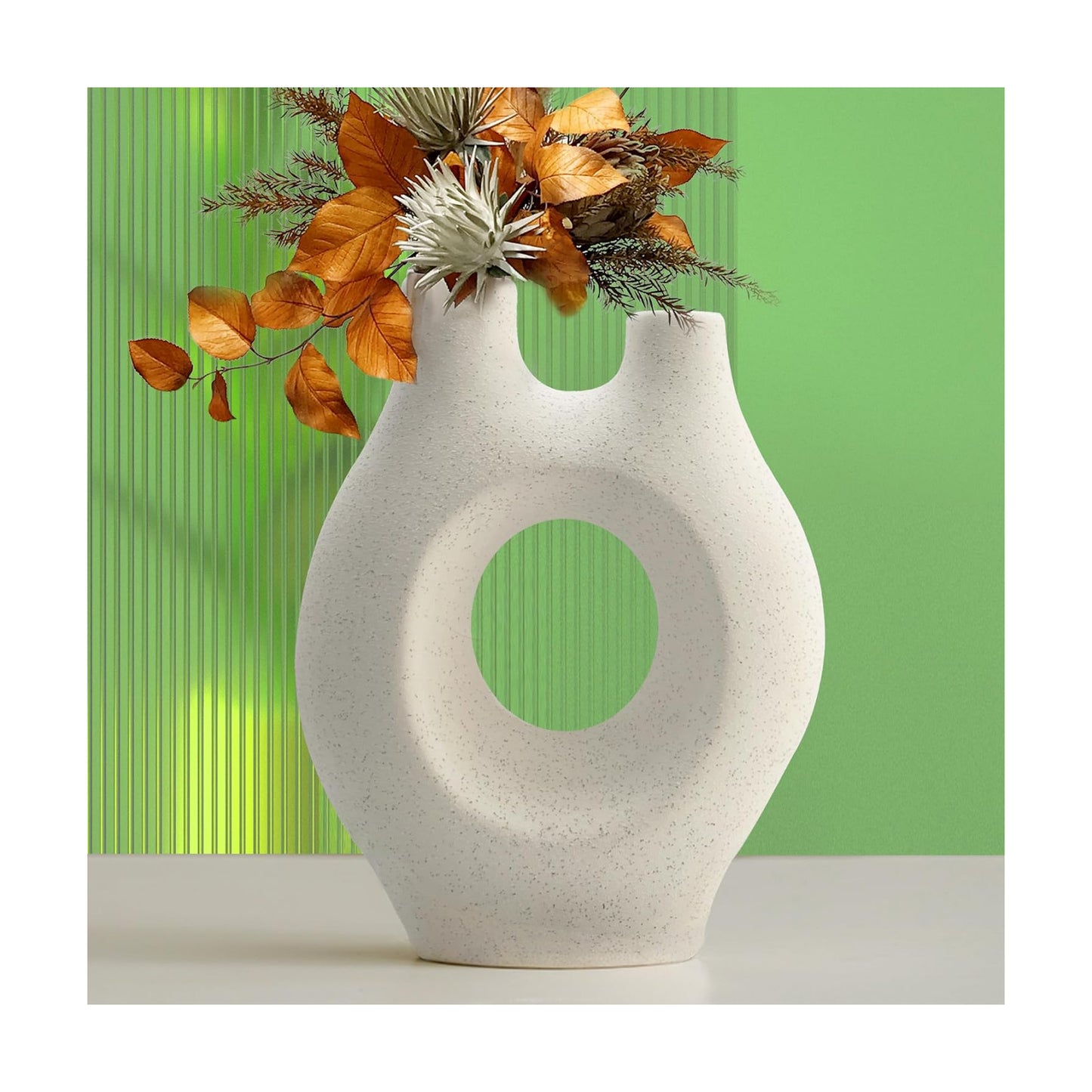 Donut Ceramic Vase for Flowers / White