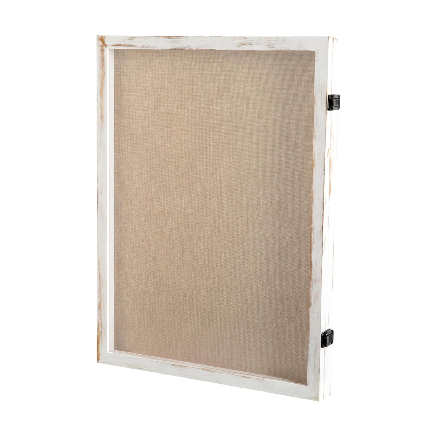 Flash Furniture Peyton Shadow Box Display Case, Solid Pine Wood Frame, Powder Coated Latch and Hinges, Foam Back with
